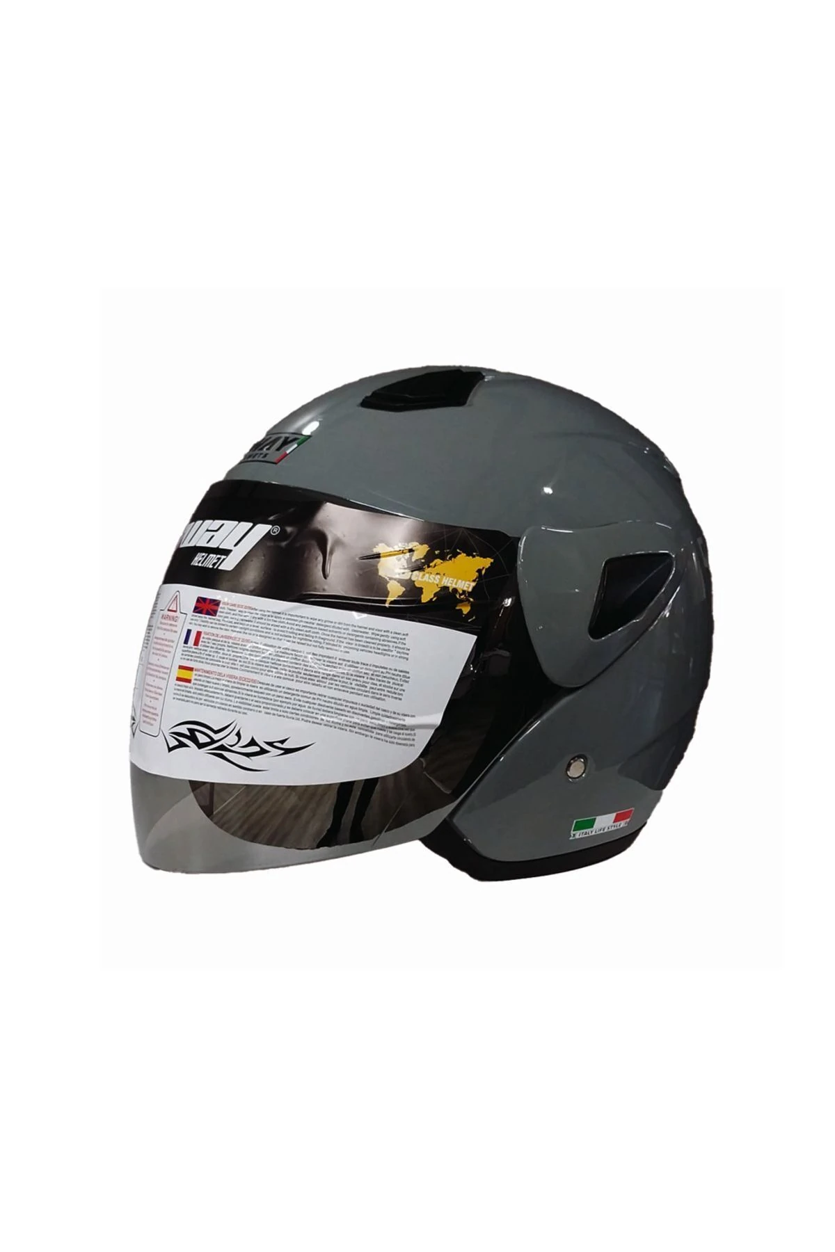 SW 733 Nardo Gri Yarım Kask - Şeffaf Vizörlü