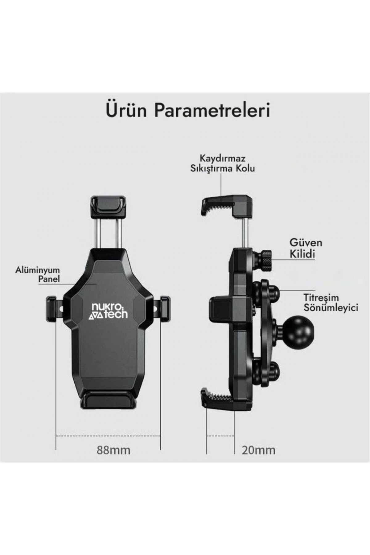M25 TİTREŞİM MODÜLLÜ TELEFON TUTUCU (AYNA DİBİ BAĞLANTI)