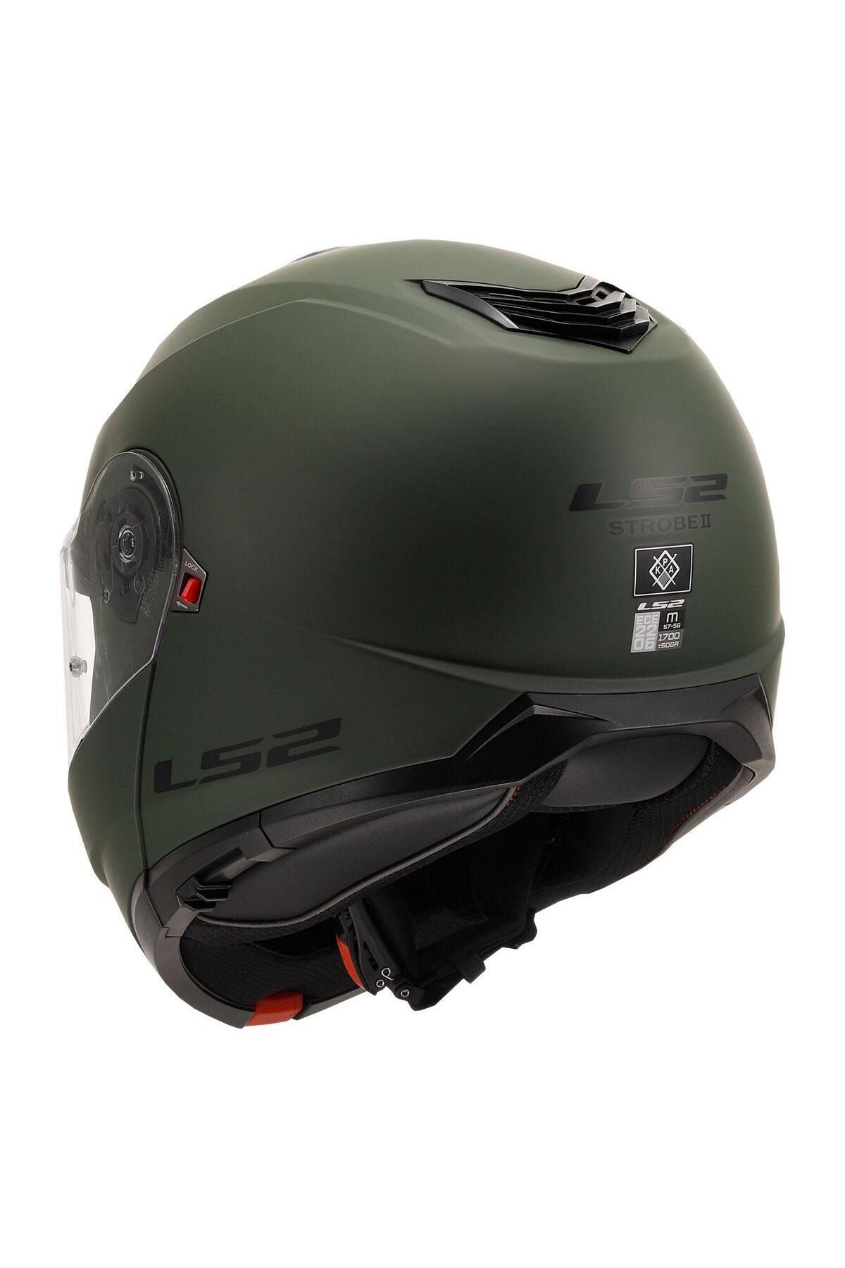 Strobe 2 Mat Yeşil Çene Açılır Kask