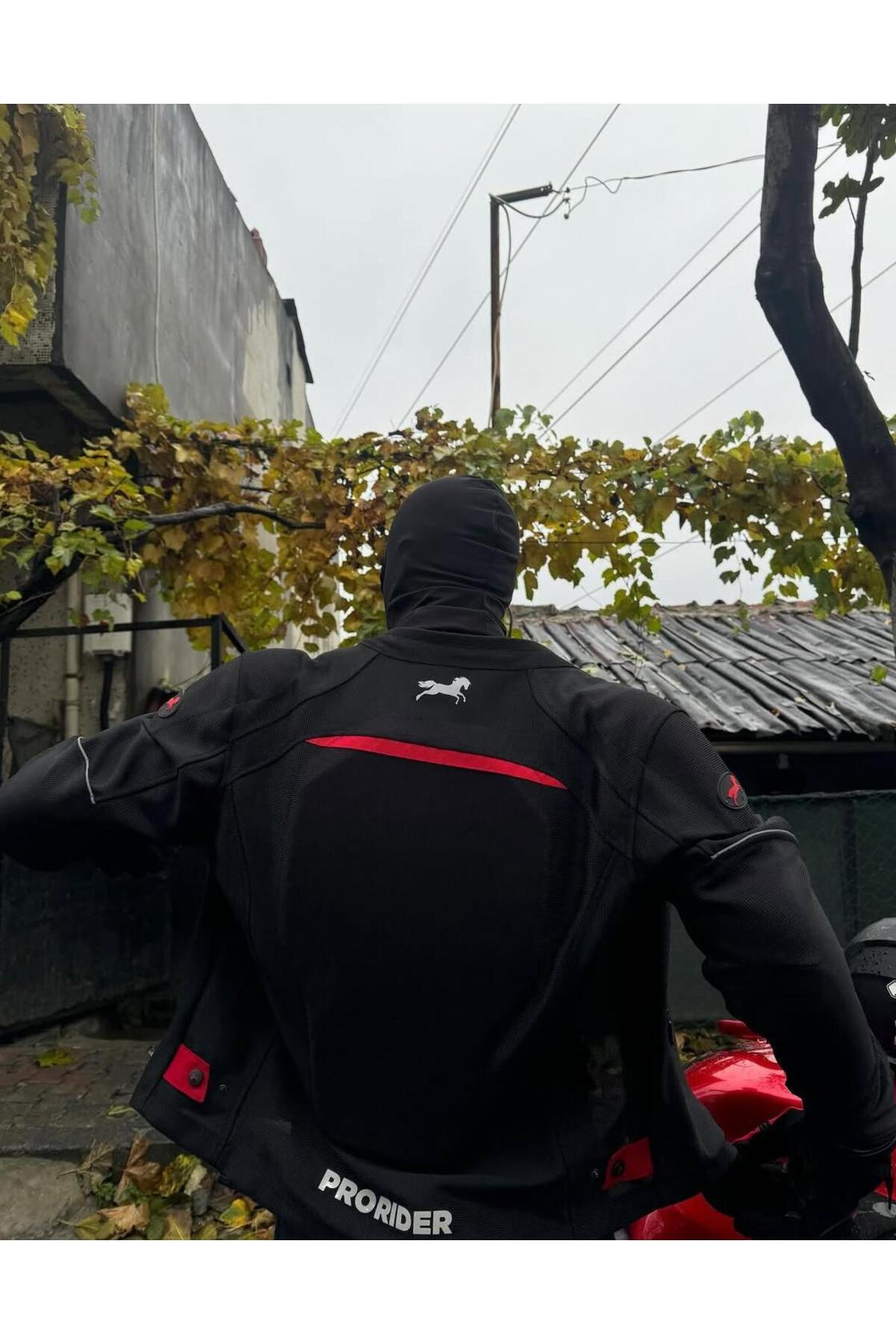 Windy Fileli Yazlık Siyah Motosiklet Montu Zırh File Model