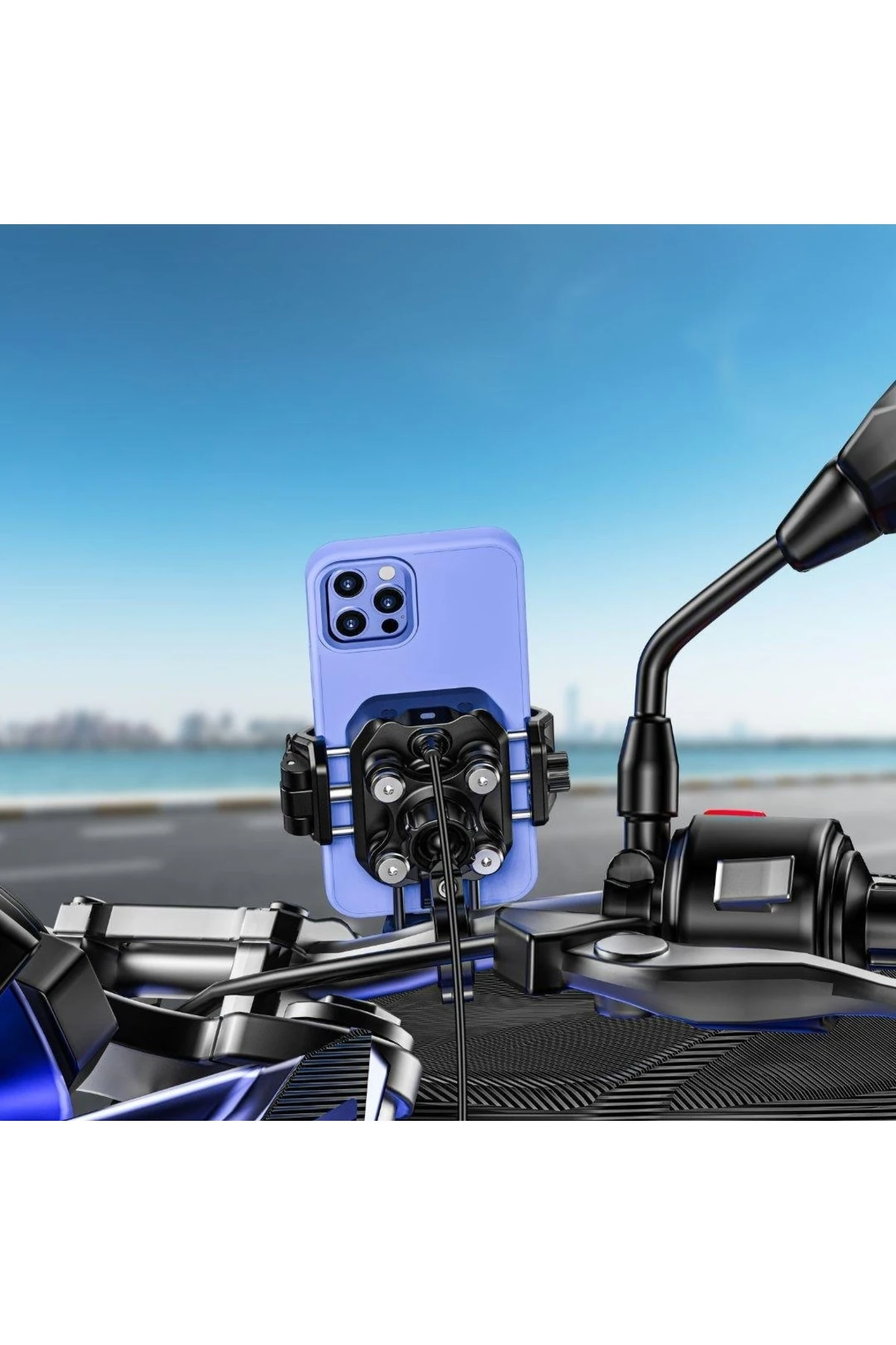 M33 PLUS TİTREŞİM MODÜLLÜ TELEFON TUTUCU (KABLOSUZ VE TYPE-C ŞARJLI )