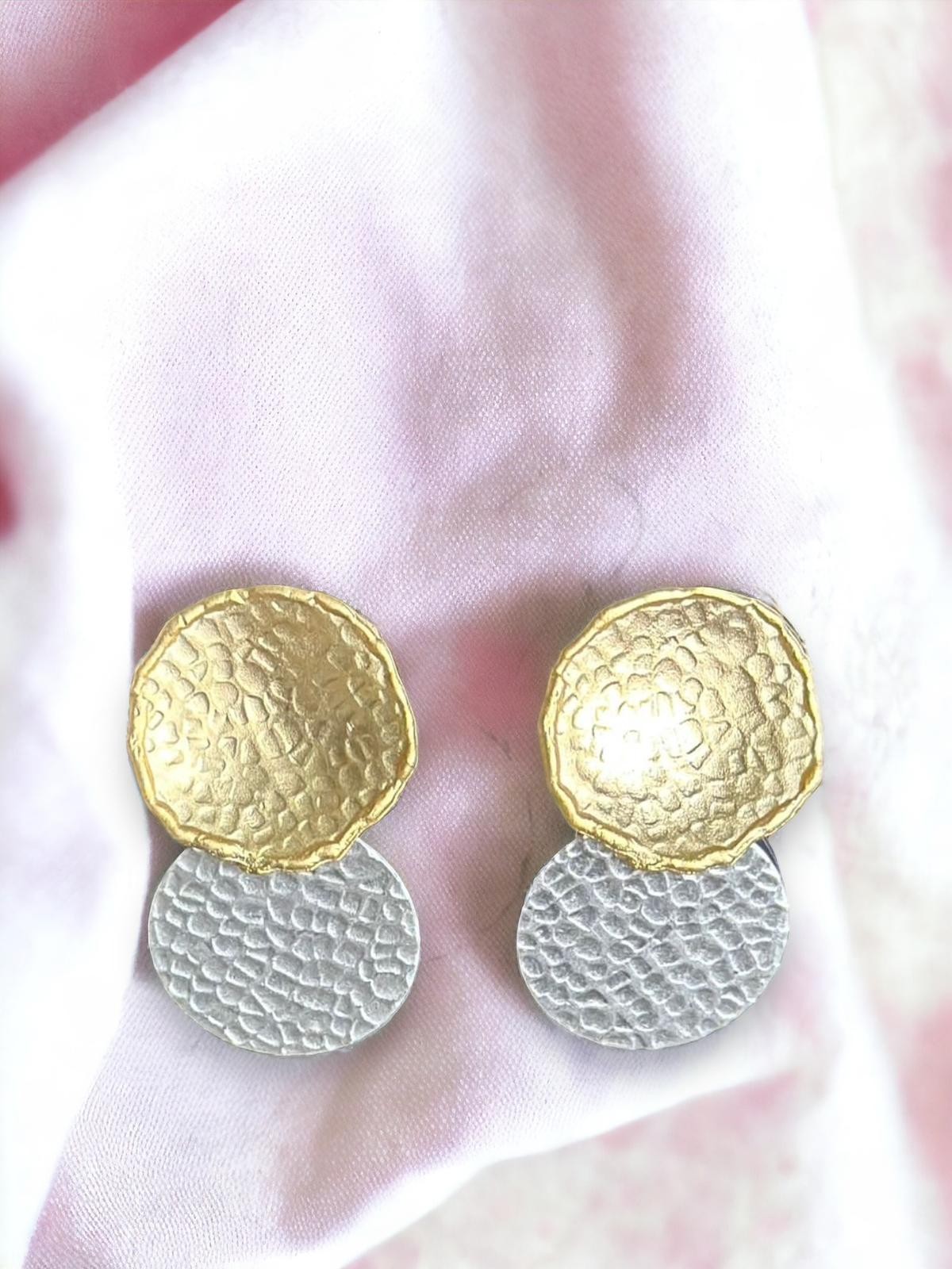 Gold Silver Circle Louvre Earring