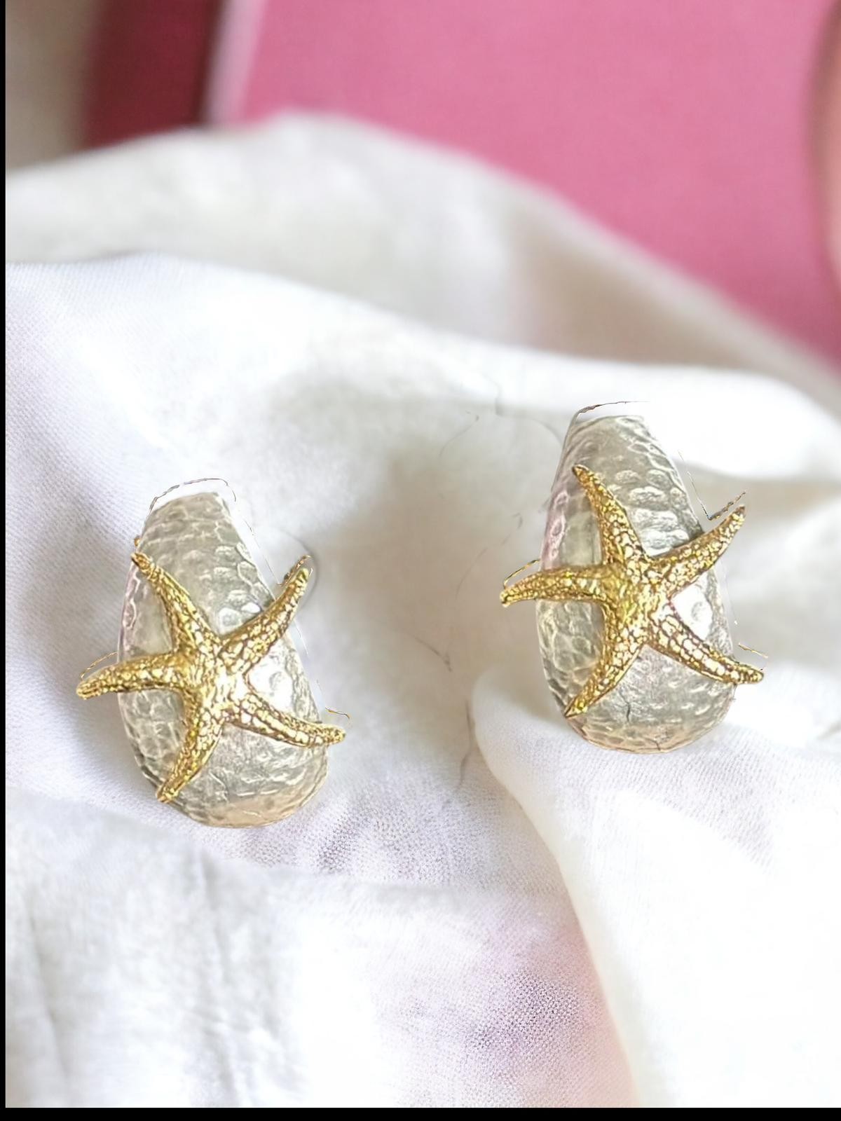 Silver Gold Star Louvre Earring