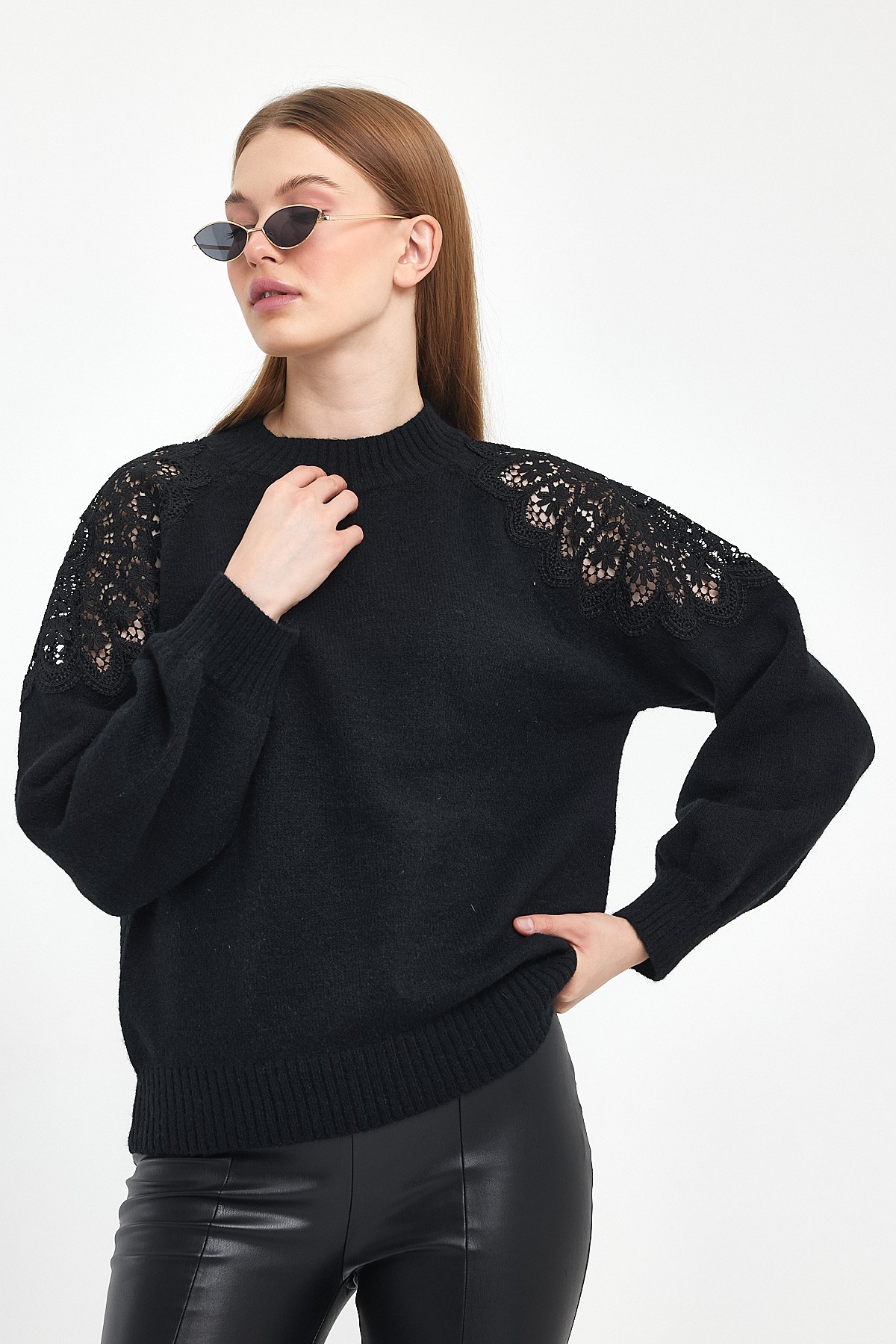 Knitwear with Lace Detail on Shoulder