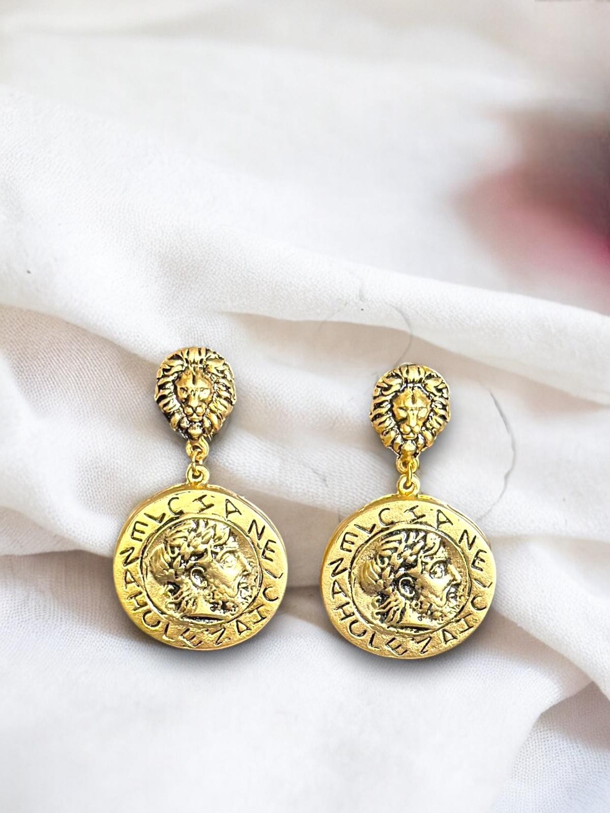 Gold Coin Louvre Earring