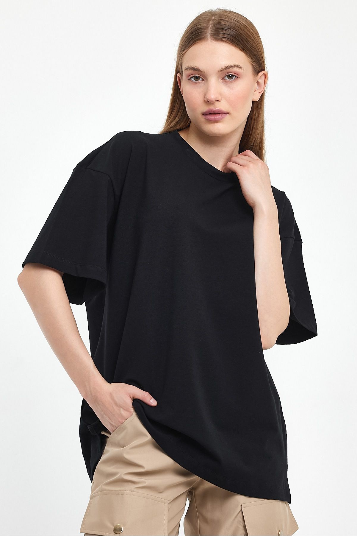 Mandarin Yaka Oversize T-Shirt