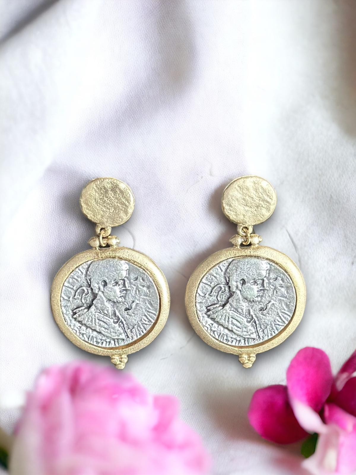  Gold Silver Coin Louvre Earring