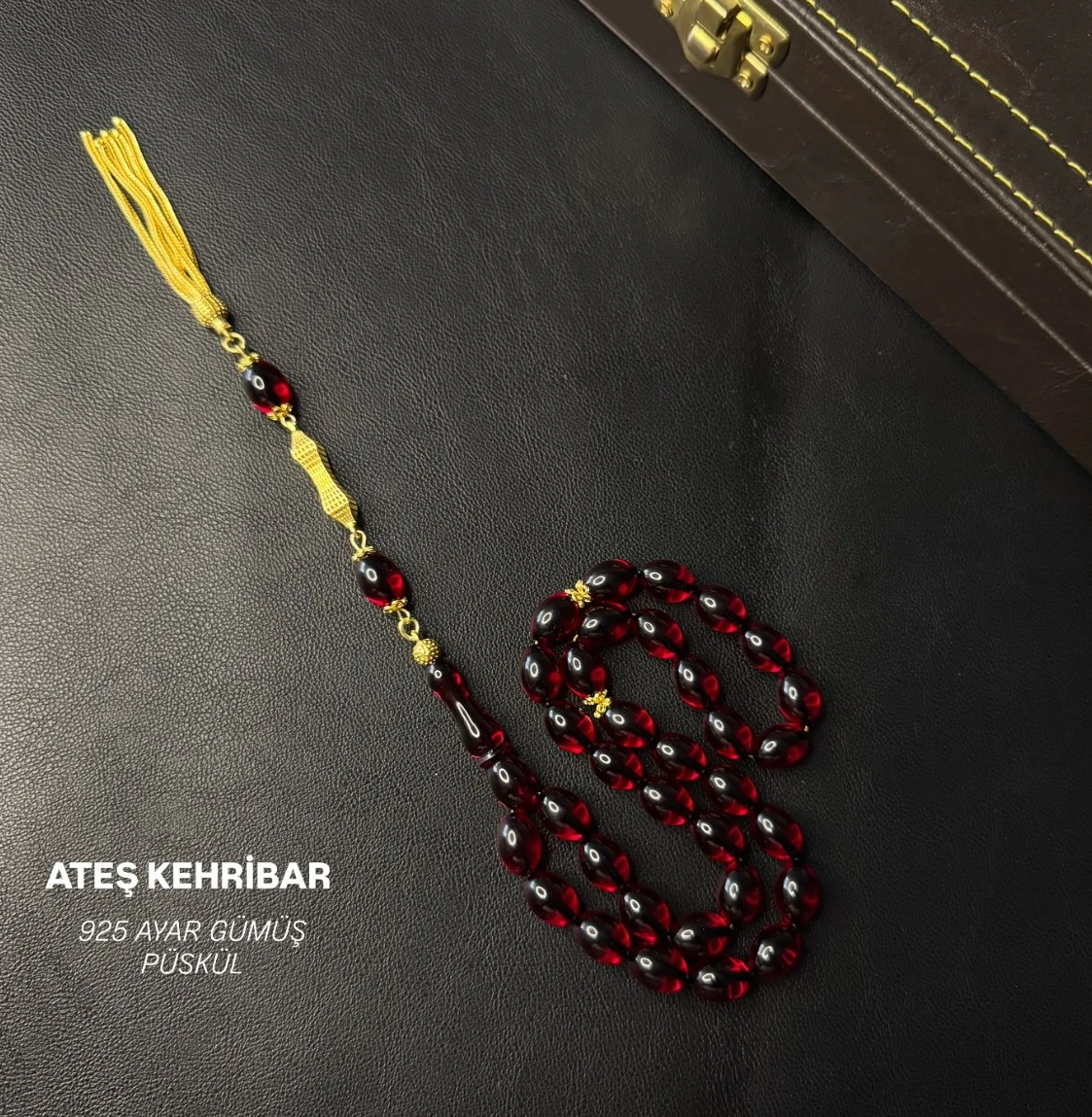 Gümüş Püsküllü Eskitme Model Ateş Kehribar