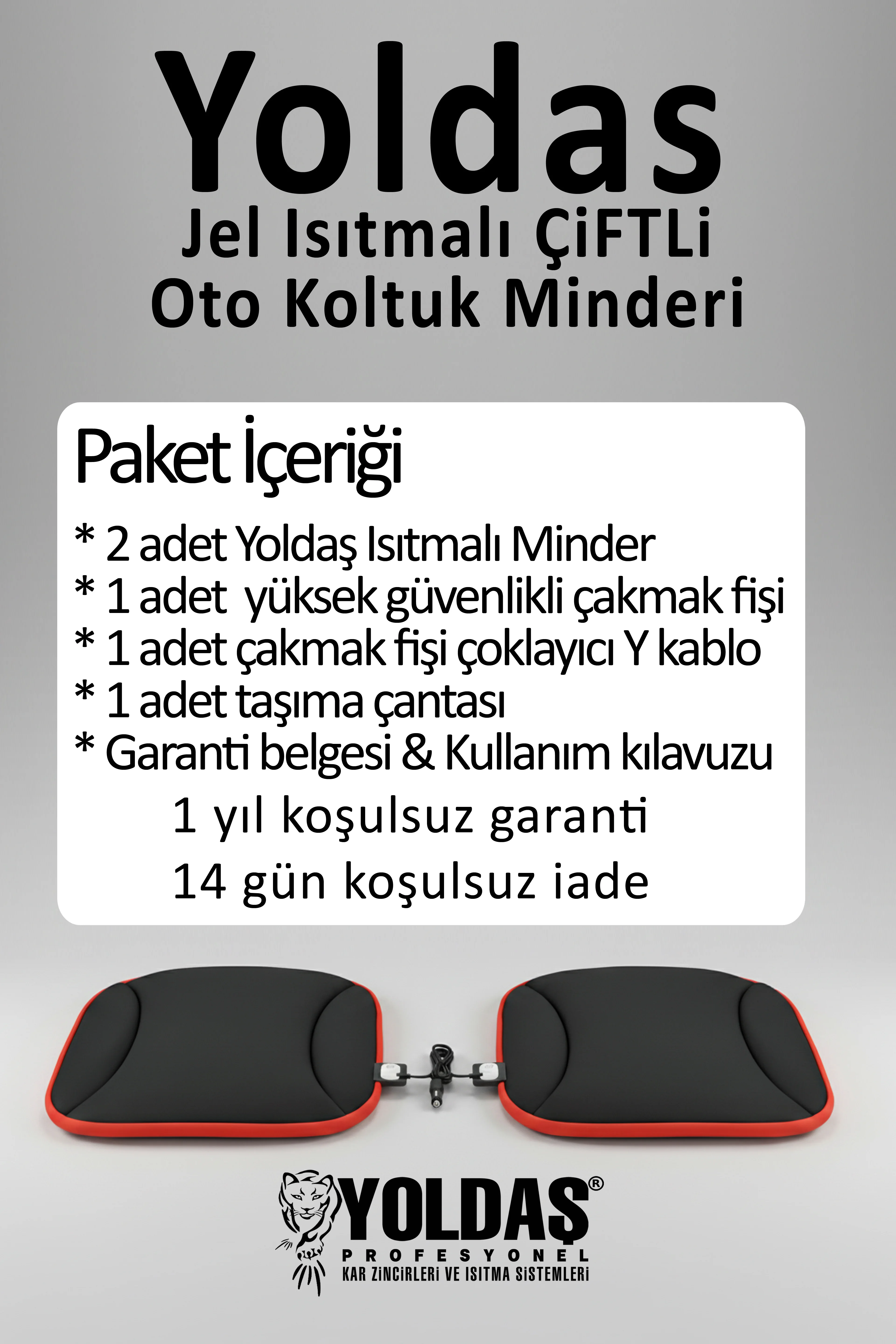 Yoldaş Isıtmalı Oto Koltuk Minderi / Isıtmalı Koltuk Kılıfı ÇİFTLİ Siyah