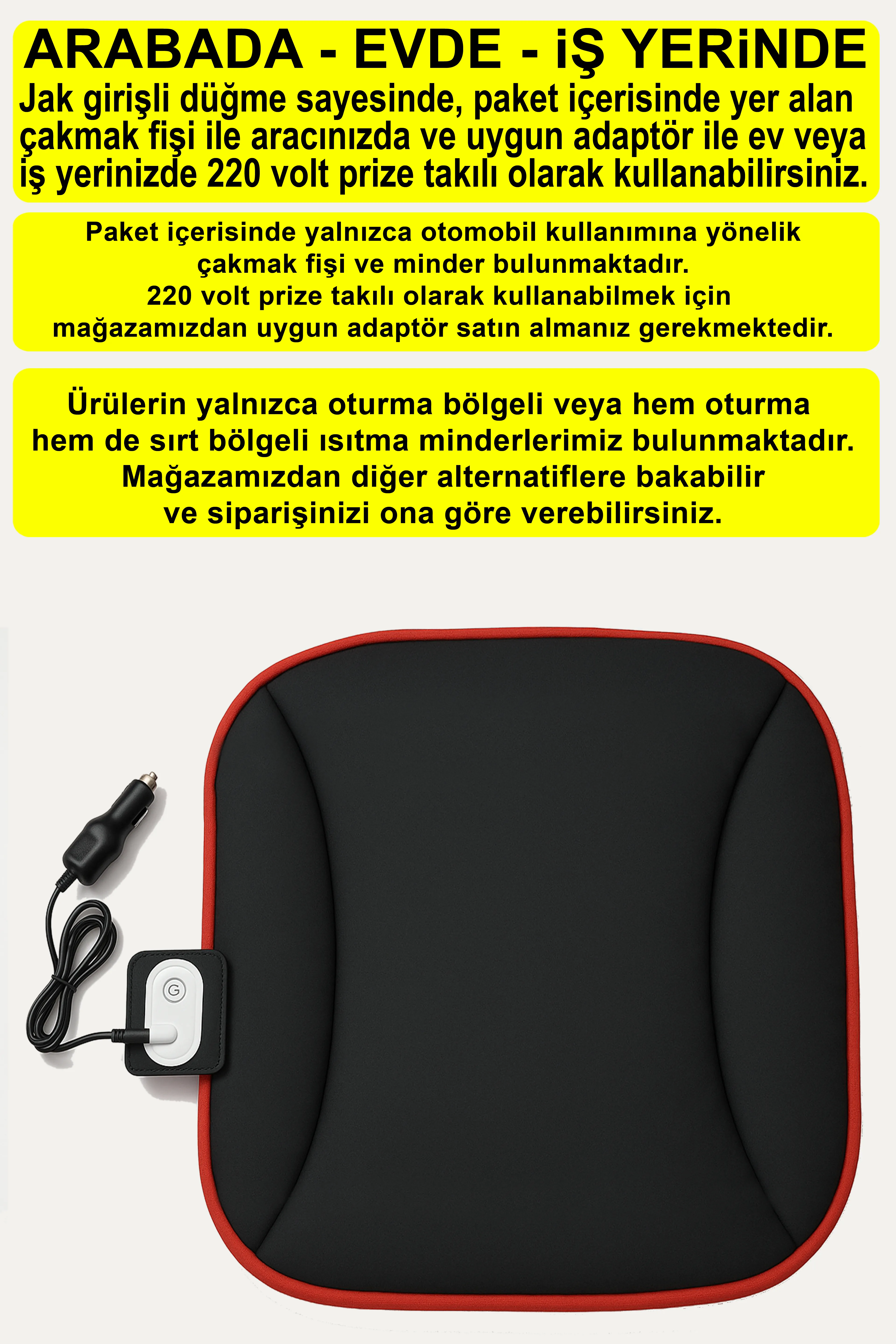 Yoldaş Isıtmalı Oto Koltuk Minderi/Kılıfı Tekli