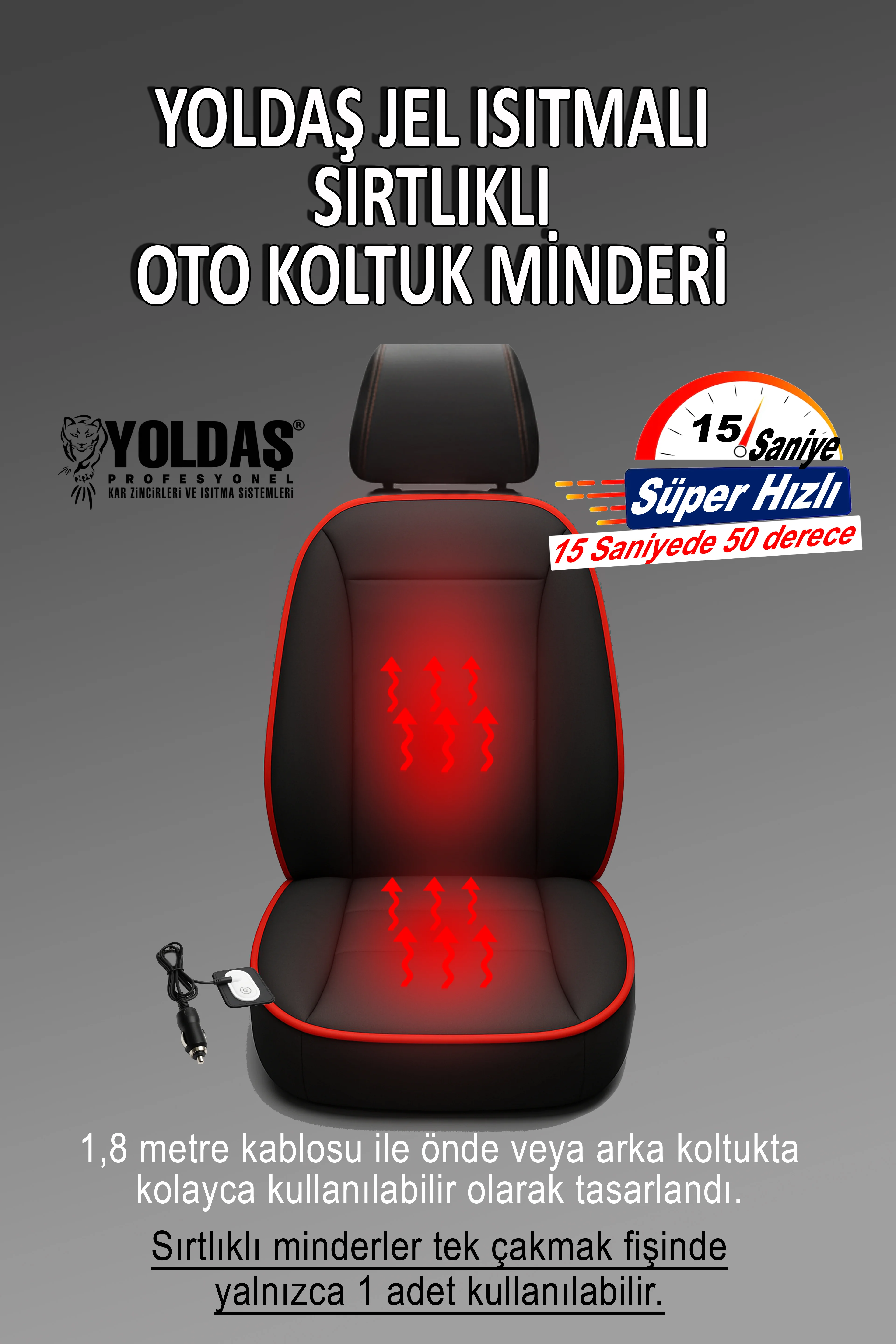 Yoldaş Isıtmalı Oto Koltuk Minderi/Kılıfı SIRTLIKLI MODEL