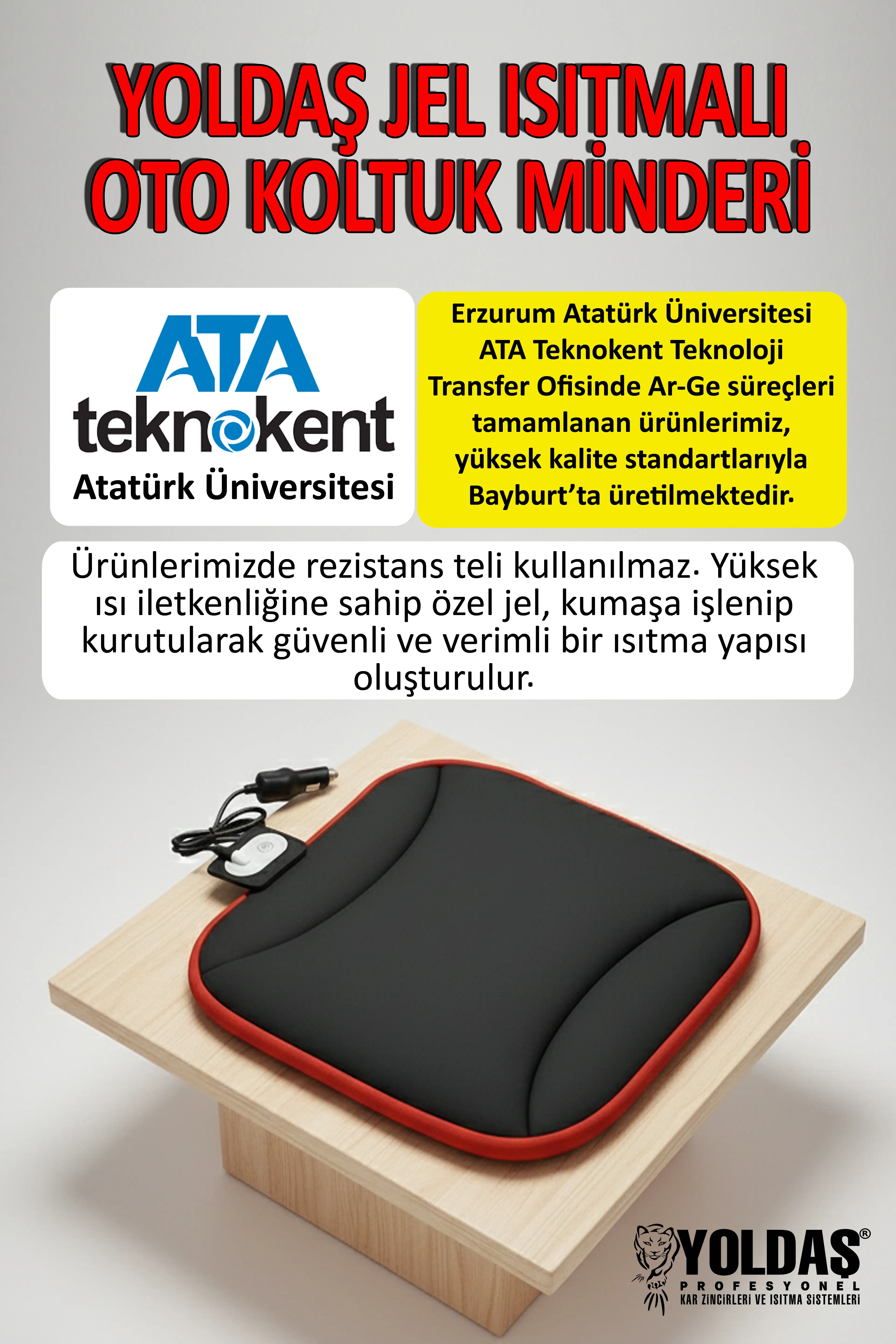 Yoldaş Isıtmalı Oto Koltuk Minderi/Kılıfı Tekli