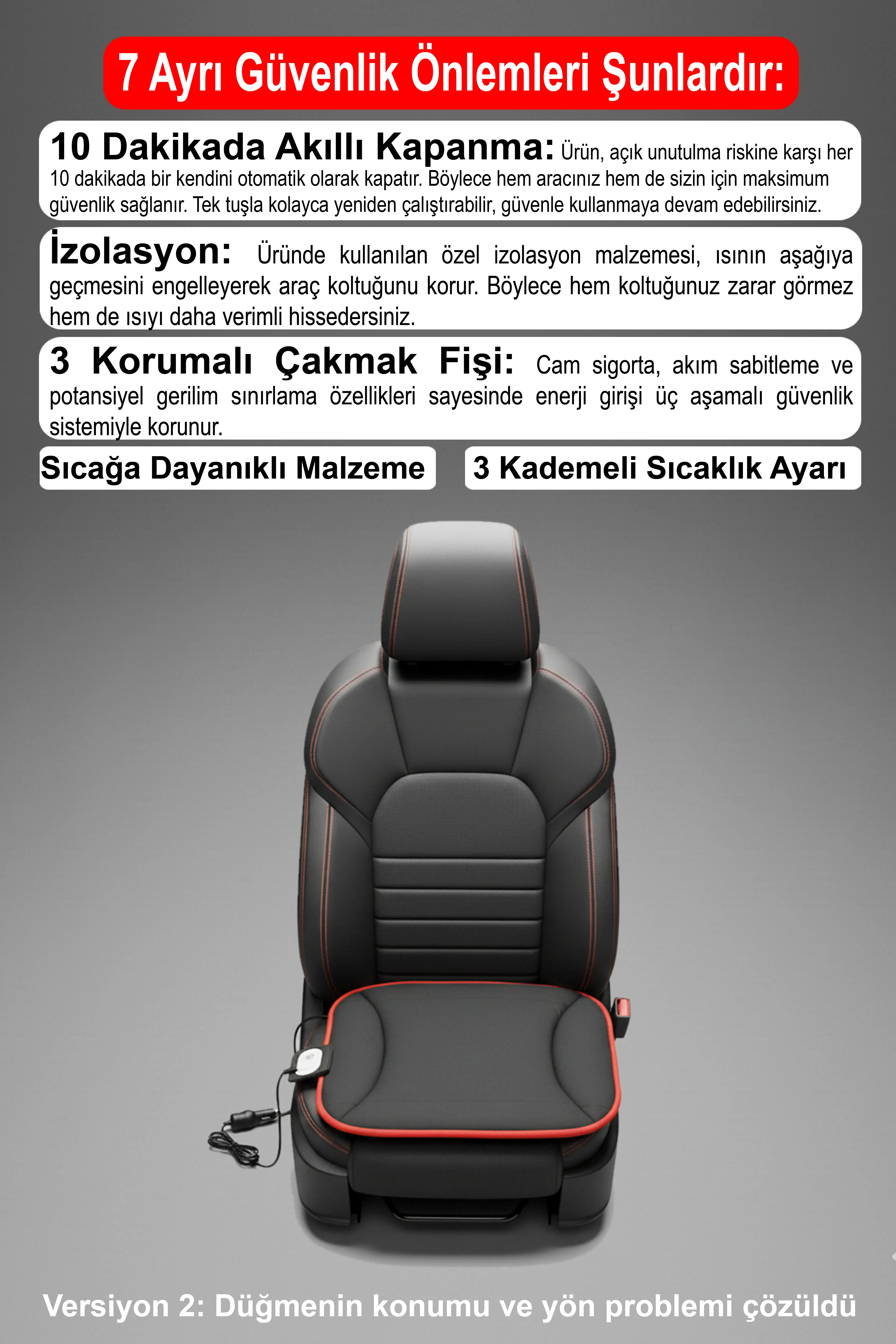 Yoldaş Isıtmalı Oto Koltuk Minderi/Kılıfı Tekli