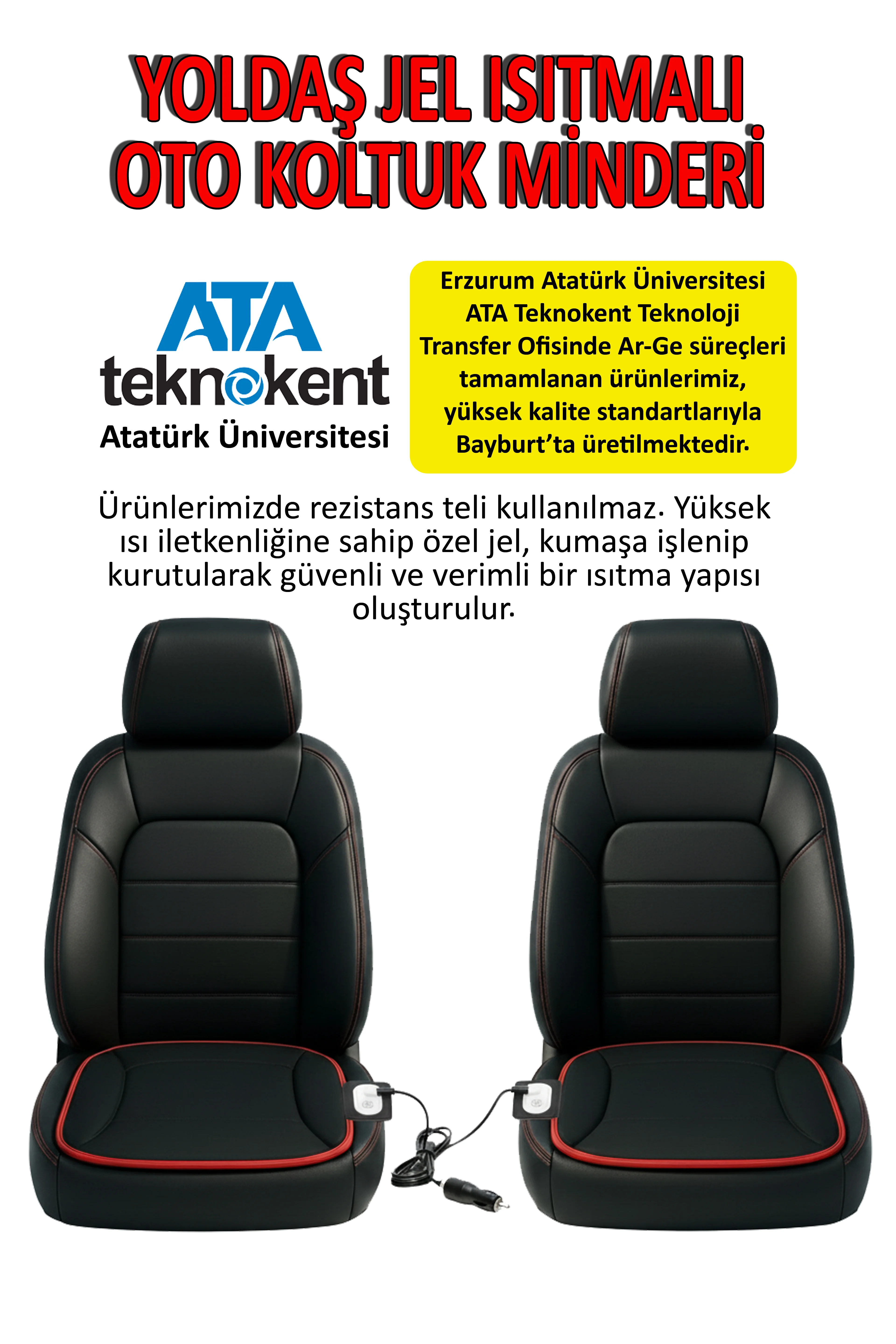 Yoldaş Isıtmalı Oto Koltuk Minderi / Isıtmalı Koltuk Kılıfı ÇİFTLİ Siyah