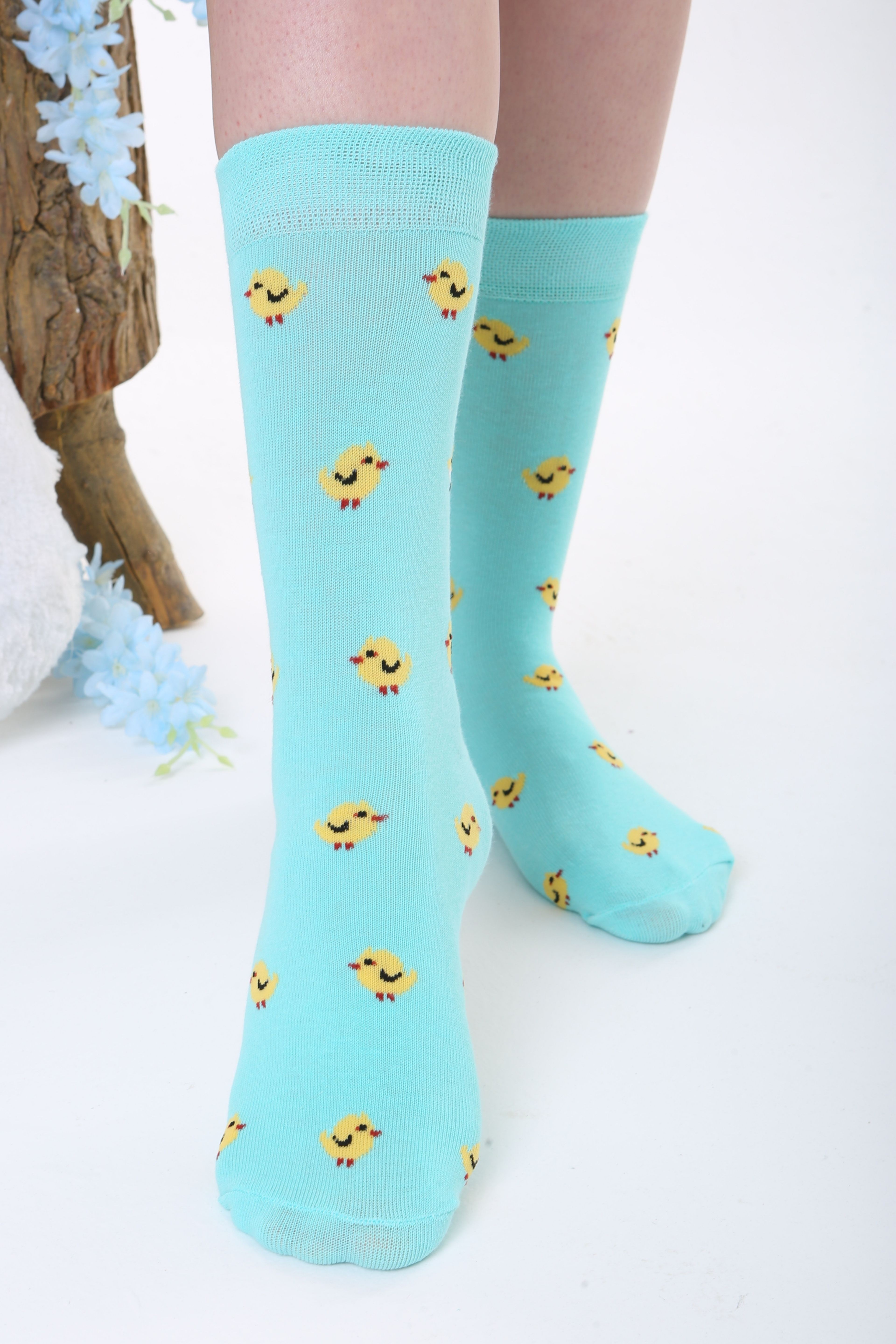 Civciv Desenli Mavi Renkli Çorap
