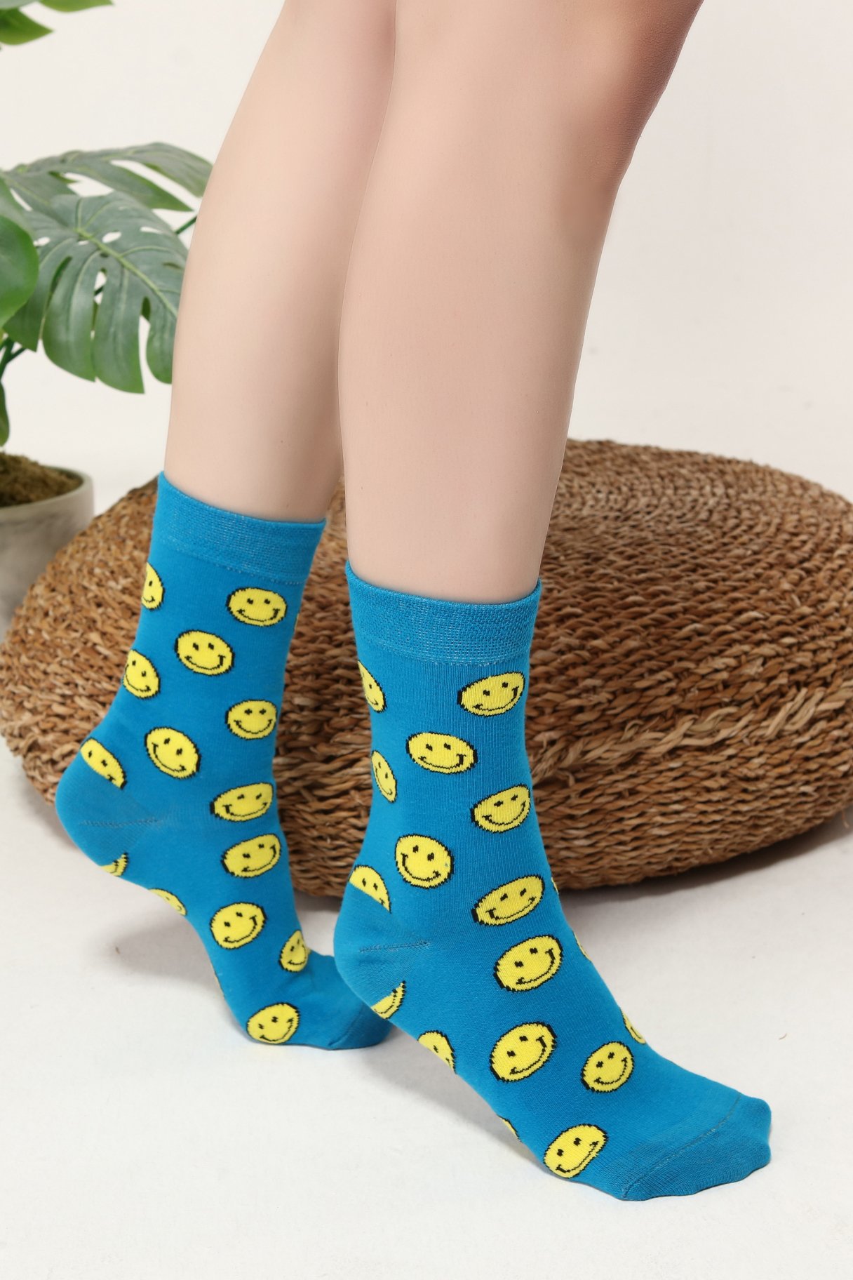 Unisex Smile Desenli Renkli Çorap