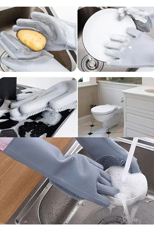 Tırtıklı Silikon Bulaşık Eldiveni