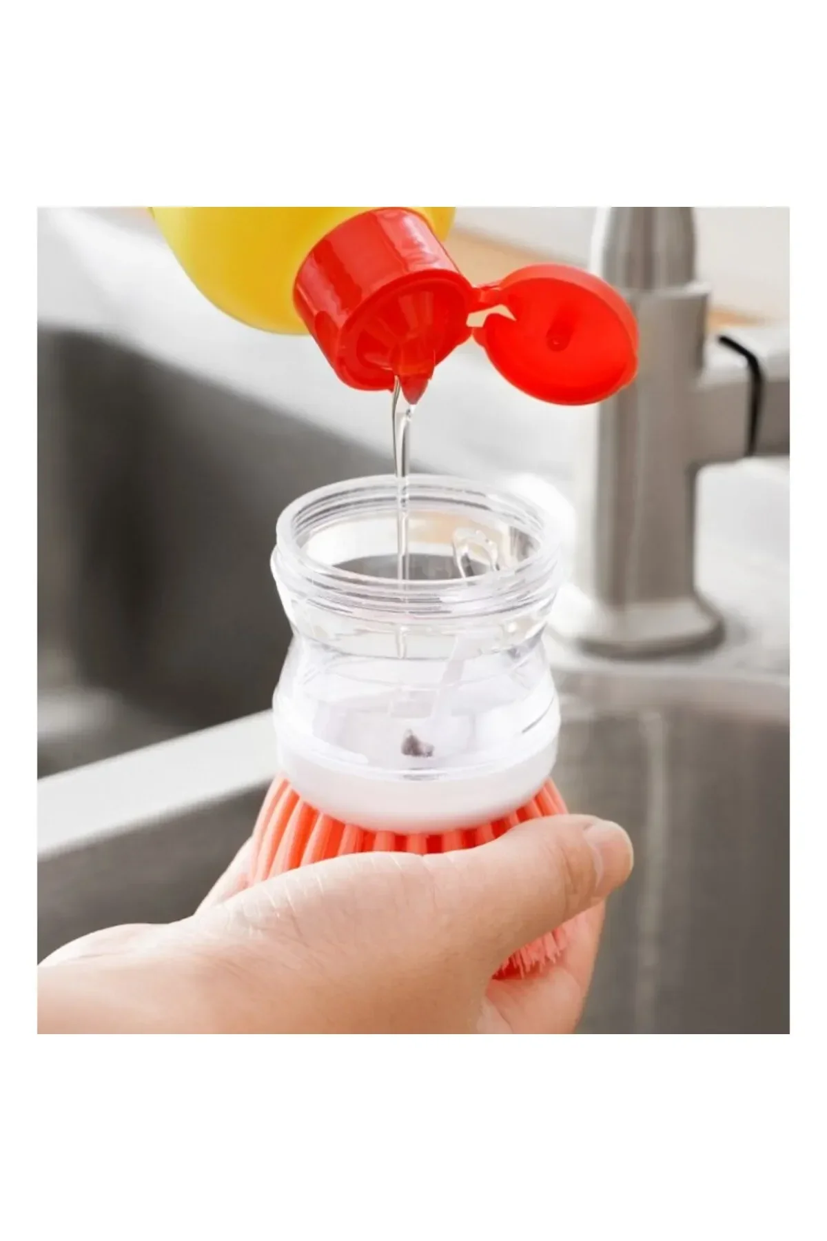 Sıvı Deterjan Hazneli Bulaşık Fırçası