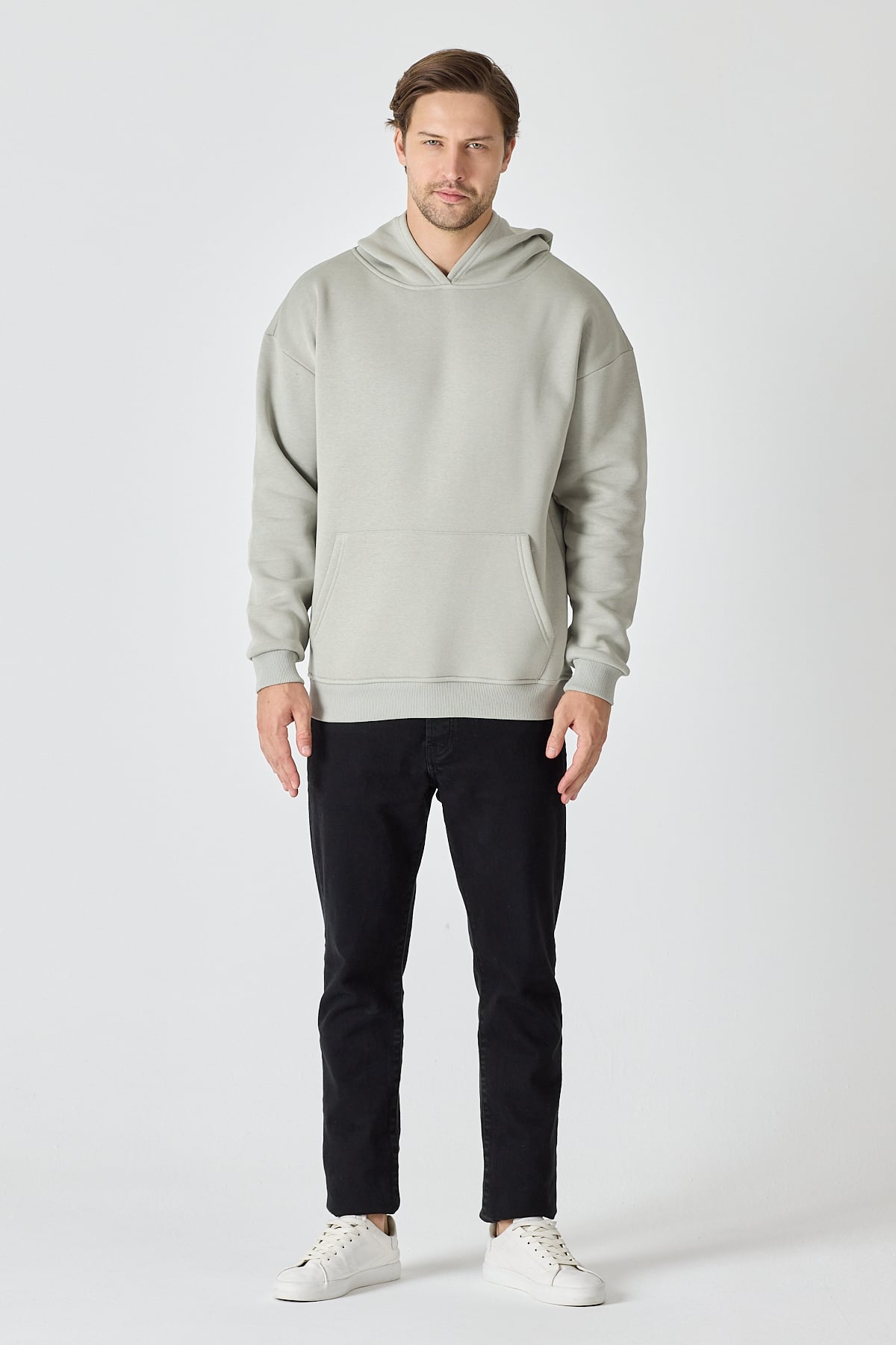Hoodie - Boyalı Gri