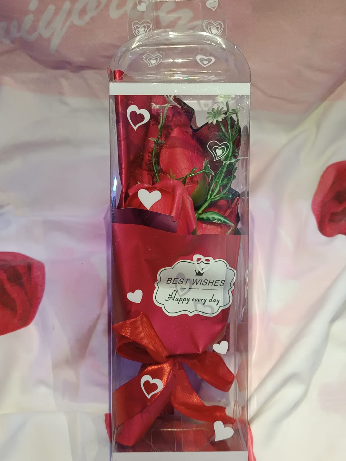Kalıcı Kırmızı Sabun Gül Buketi Hediye Kutusu