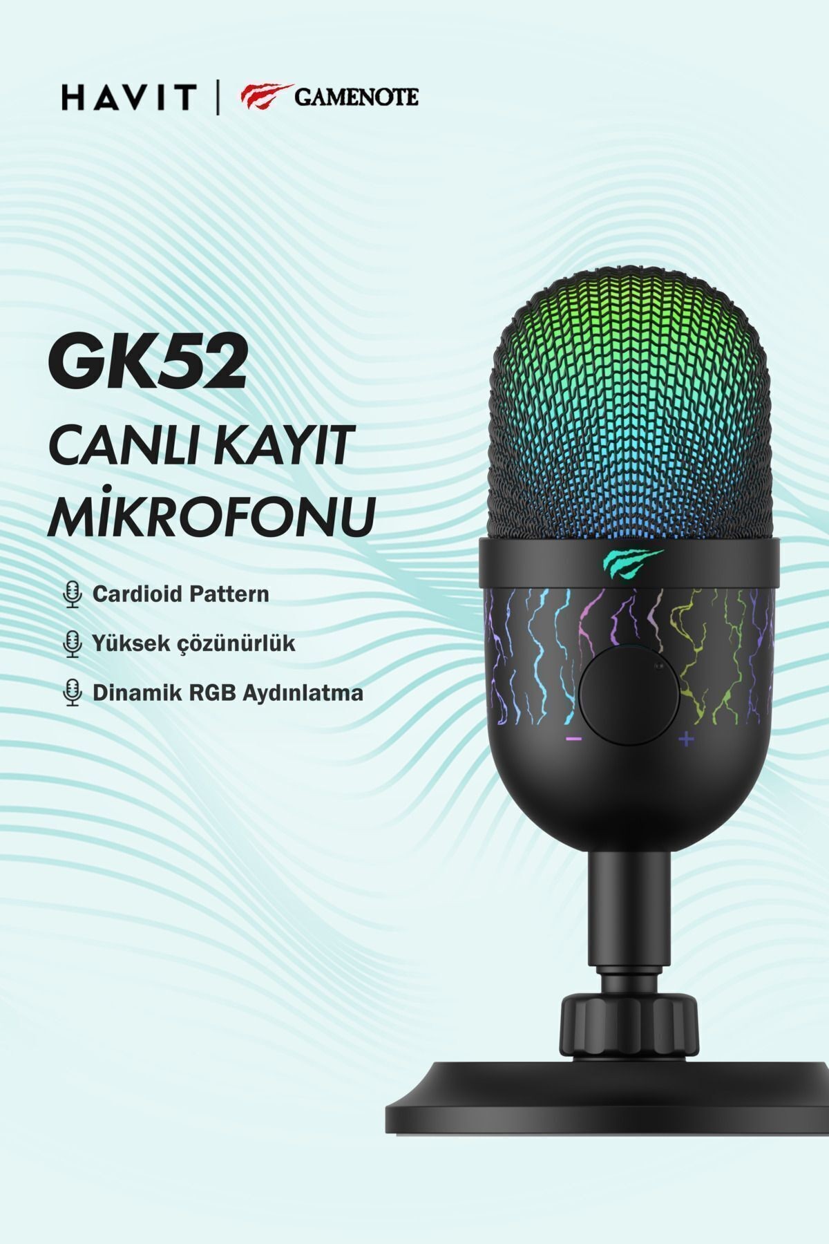 Havit Gamenote GK52 RGB Gaming Profesyonel Oyuncu Yayıncı Mikrofonu