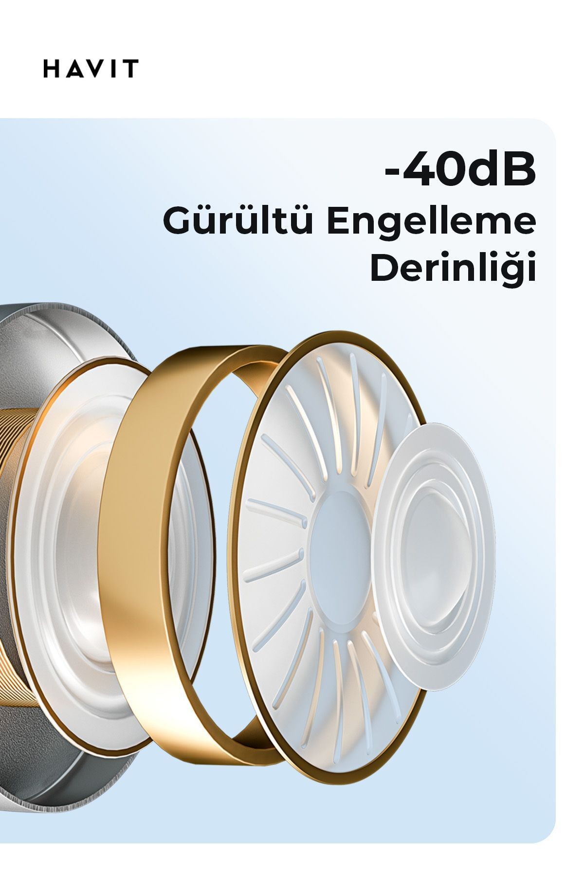 Havit H655BT PRO Hi-Res ANC Kulaküstü Bluetooth Kulaklık - 80 Saat Batarya, AI Gürültü Önleme