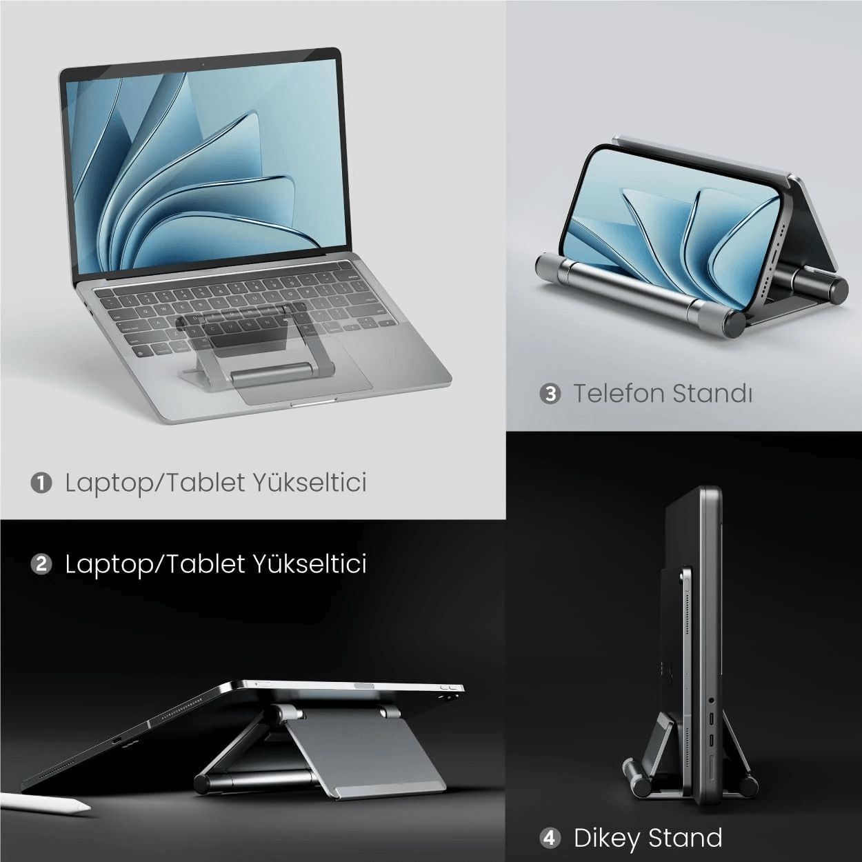 Voltix Yüksekliği Ayarlanabilir Katlanabilir Laptop/Tablet/Telefon Standı Minimalist ve Taşınabilir