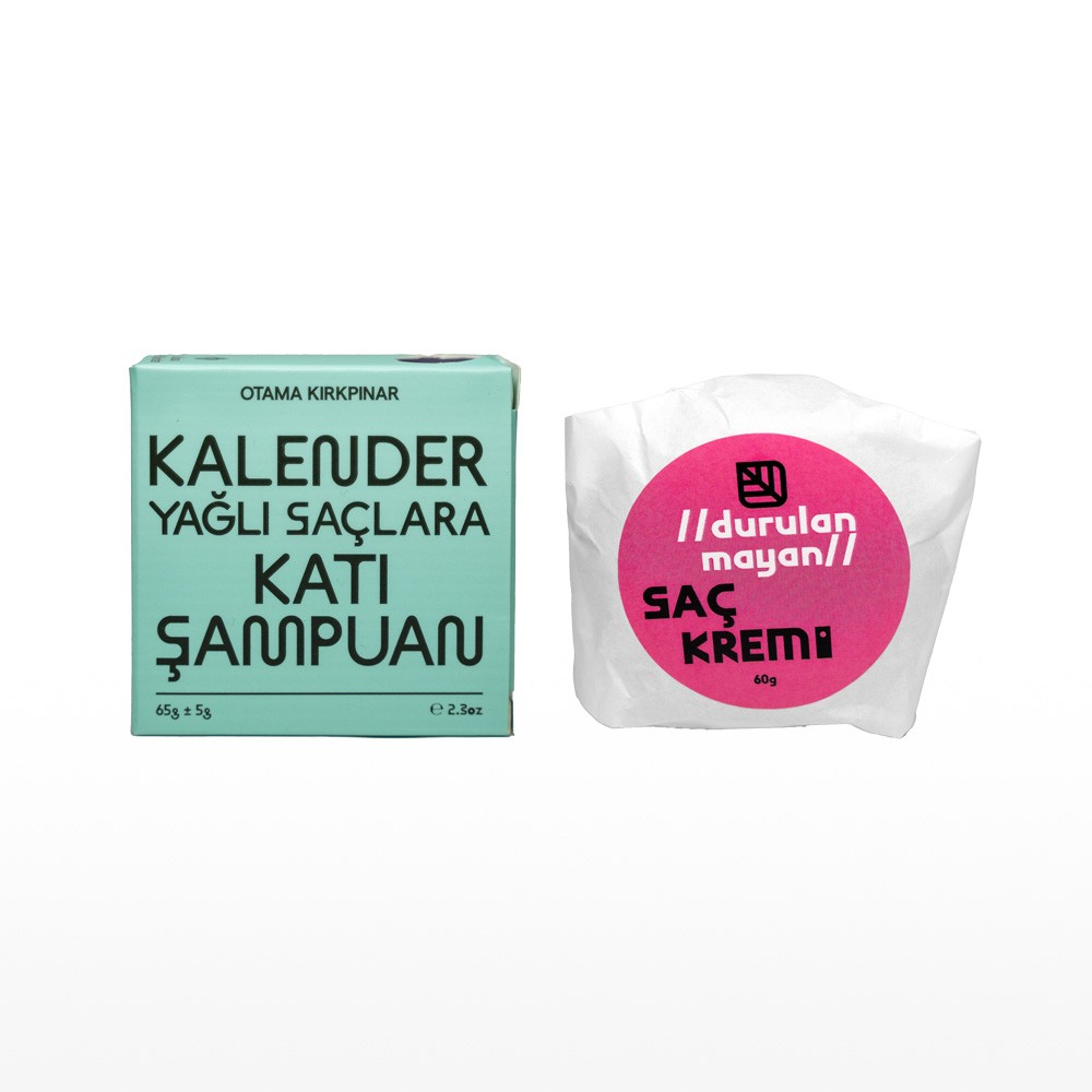 Kalender Yağlı Saçlara Katı Şampuan & Durulanmayan Saç Kremi 