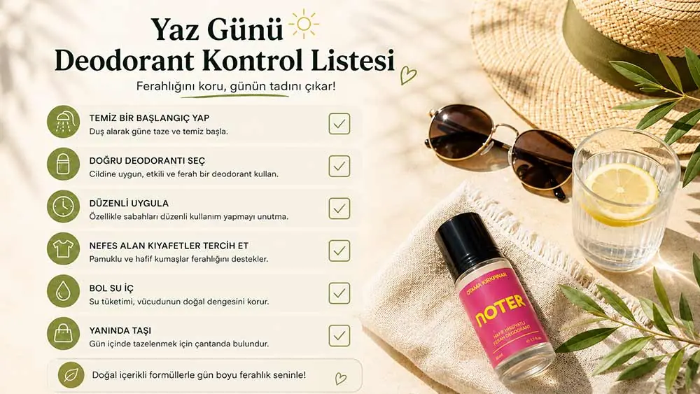 Yaz günü doğal deodorant kullanım kontrol listesi