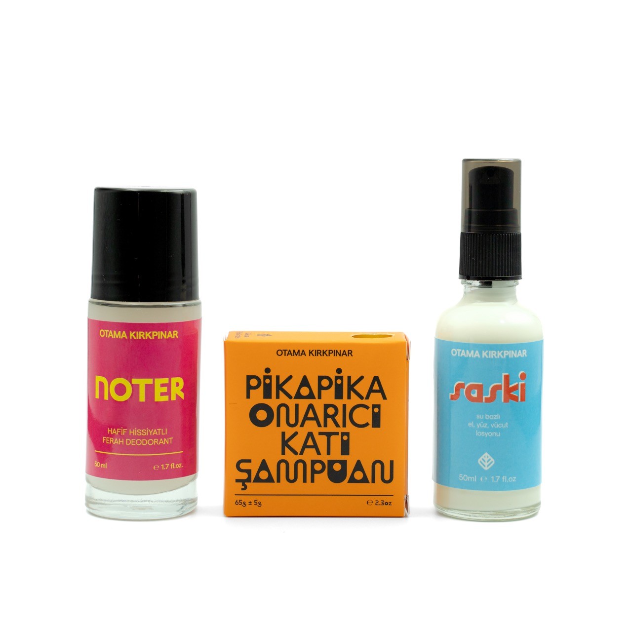 3'lü Tanışma Seti ( Saski Nemlendirici Losyon + Noter Jel Deodorant + Pikapika Katı Şampuan)