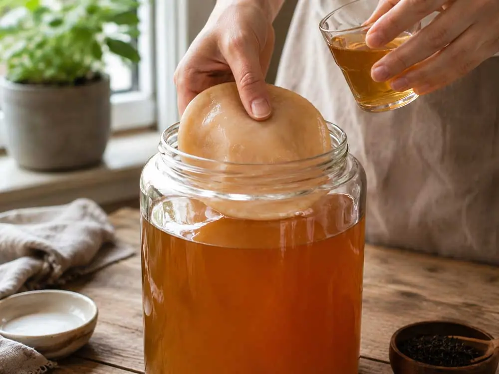 5. Başlangıç Çayı ve Kombucha Mayasını Ekleyin
