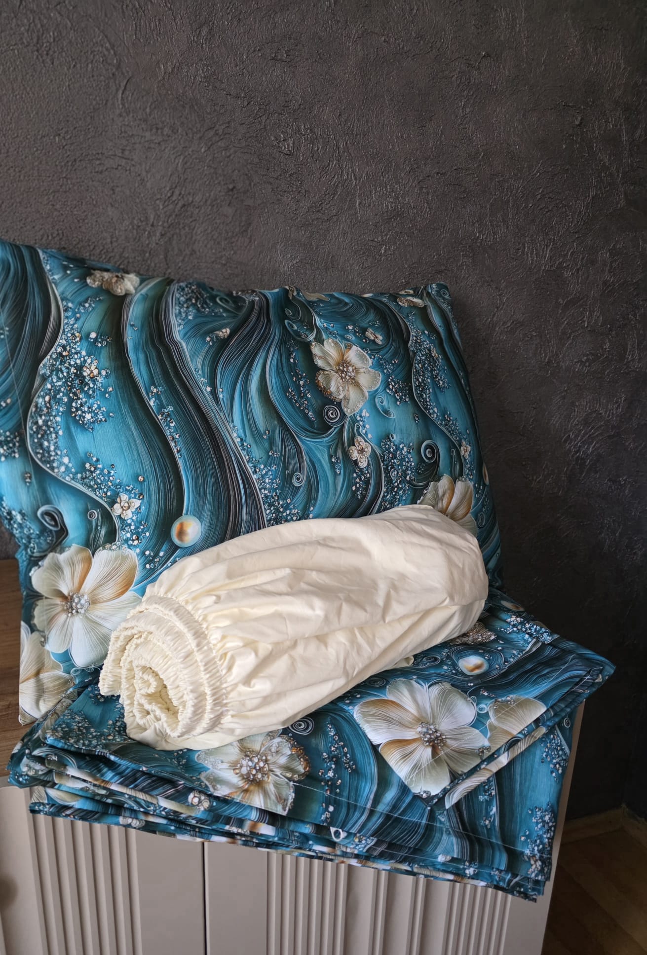 Zümrüt Dalga Çiçek Desen 5D - 200×220