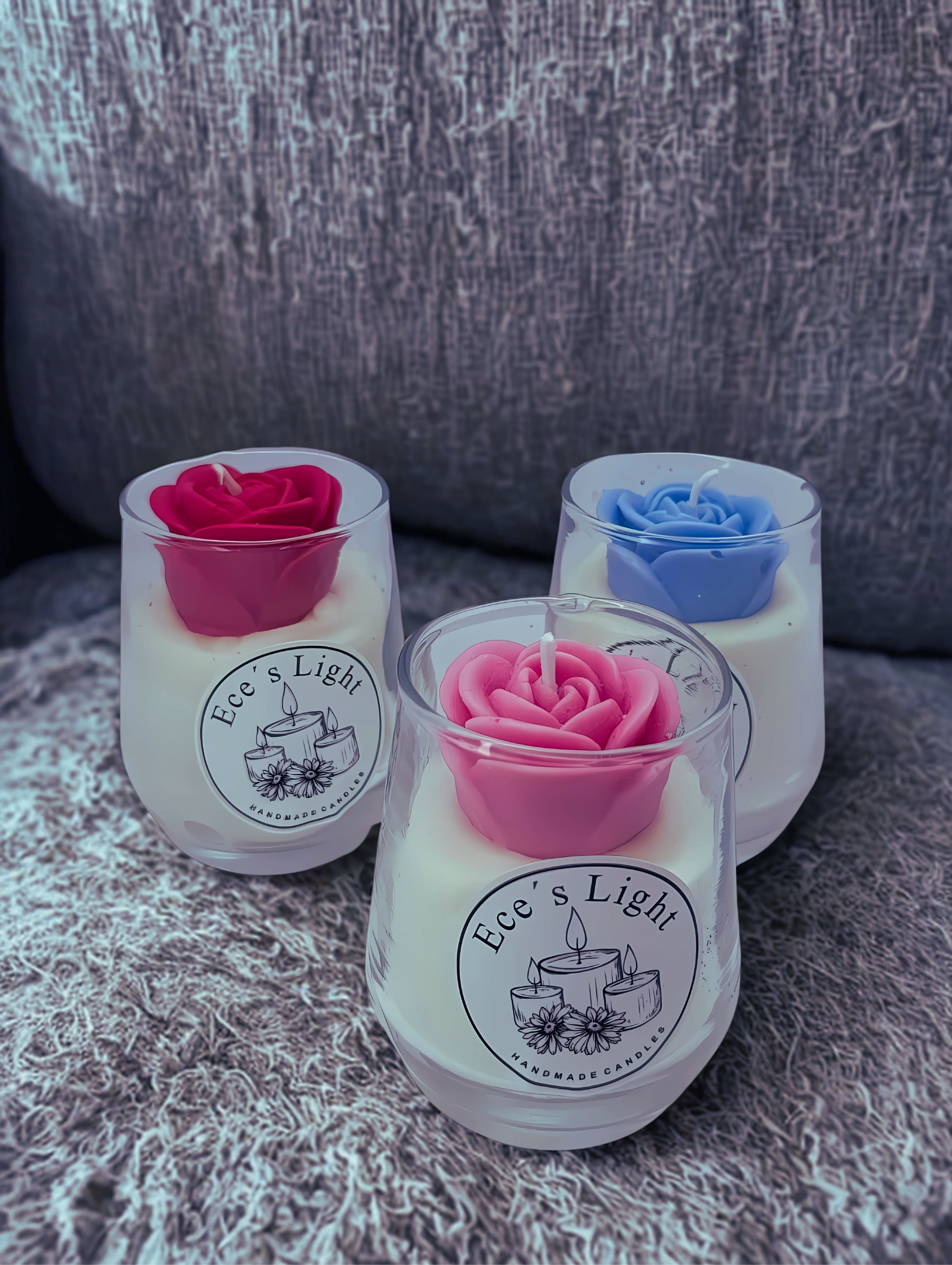 MİNİ BARDAK GÜL DETAYLI KOKULU SOYA WAX MUM