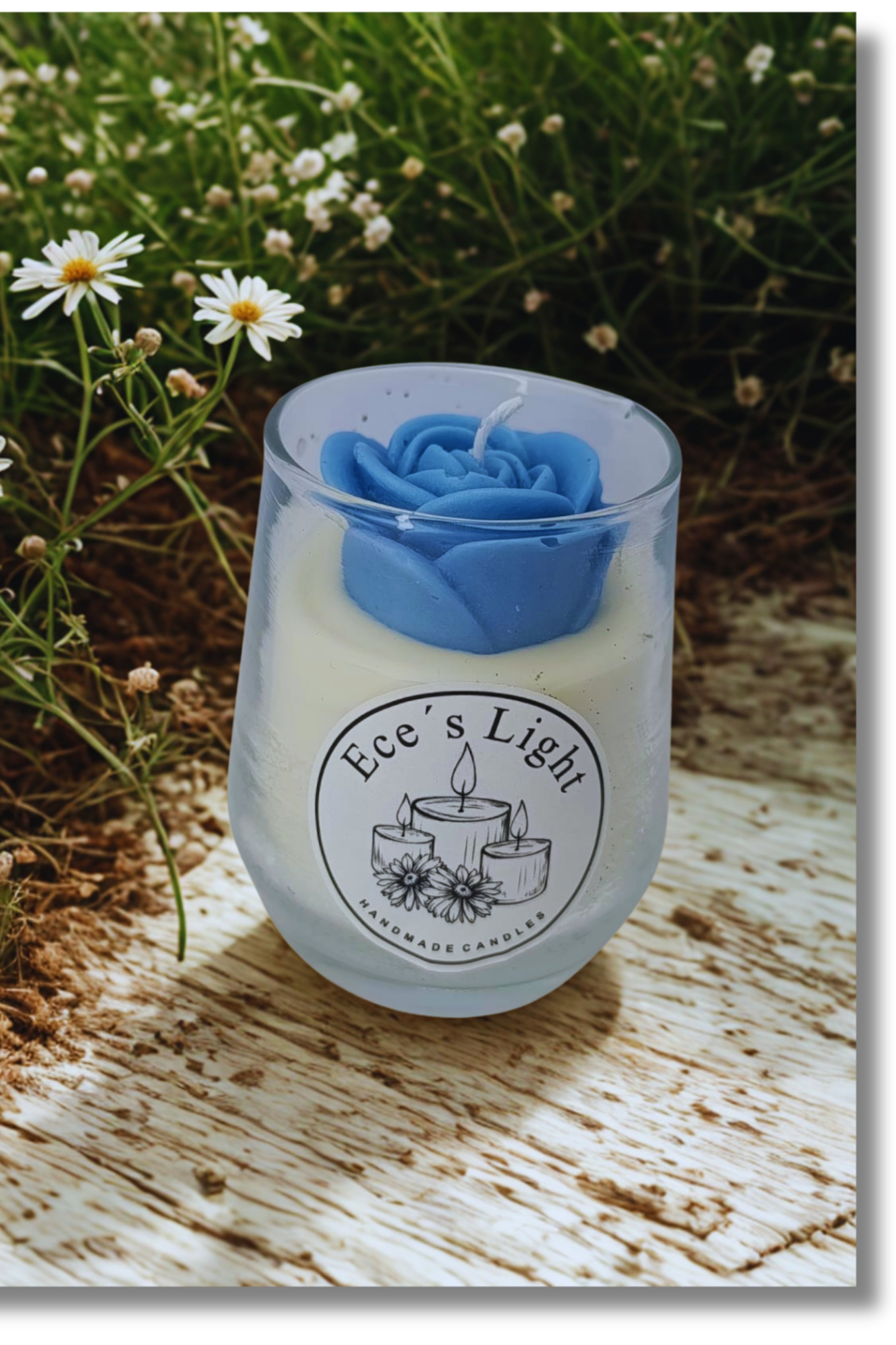 MİNİ BARDAK GÜL DETAYLI KOKULU SOYA WAX MUM
