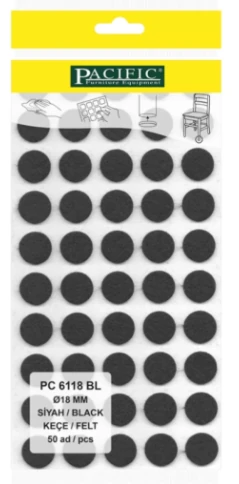 DİM.SİYAH PACIFIC YAPIŞKANLI KEÇE 18 MM