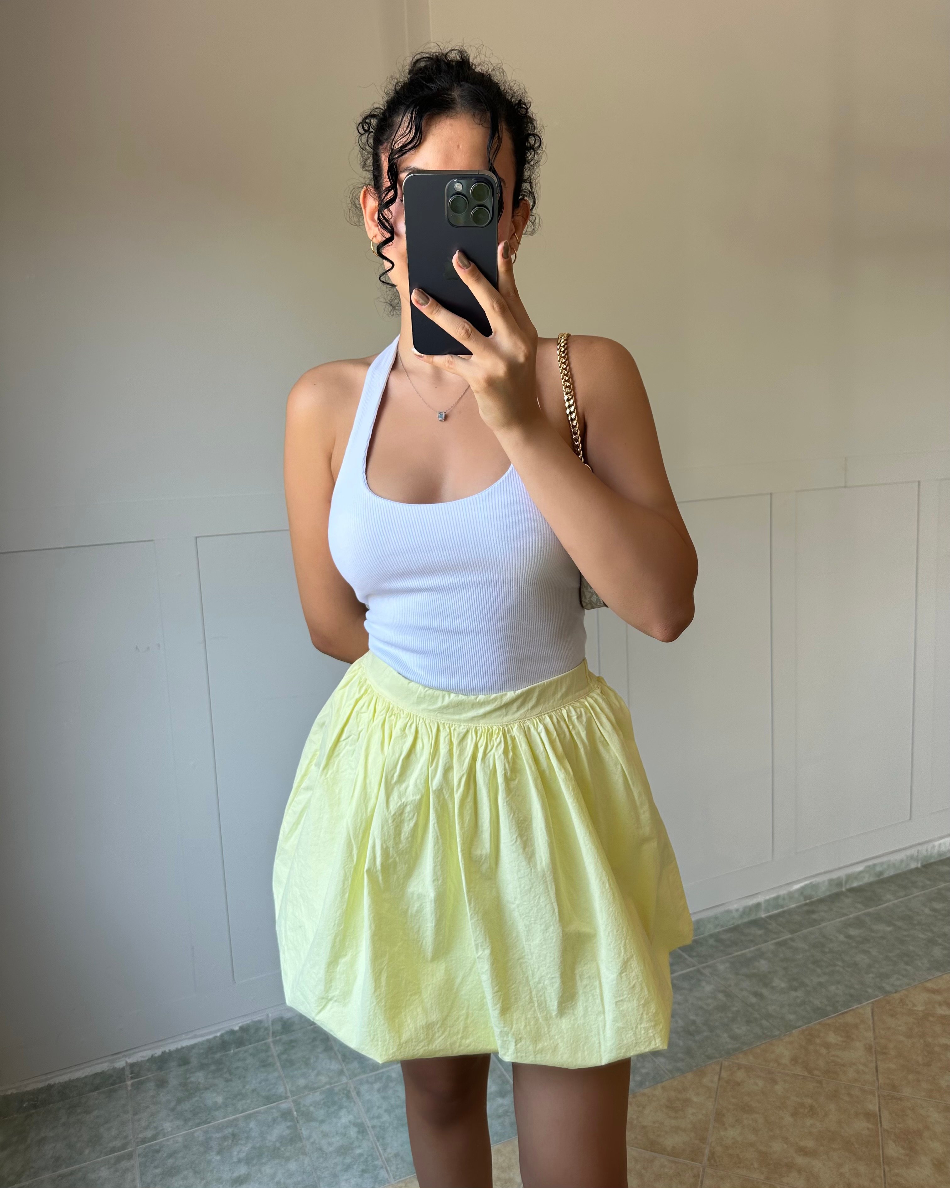 Sarı Balon Mini Etek KT0040