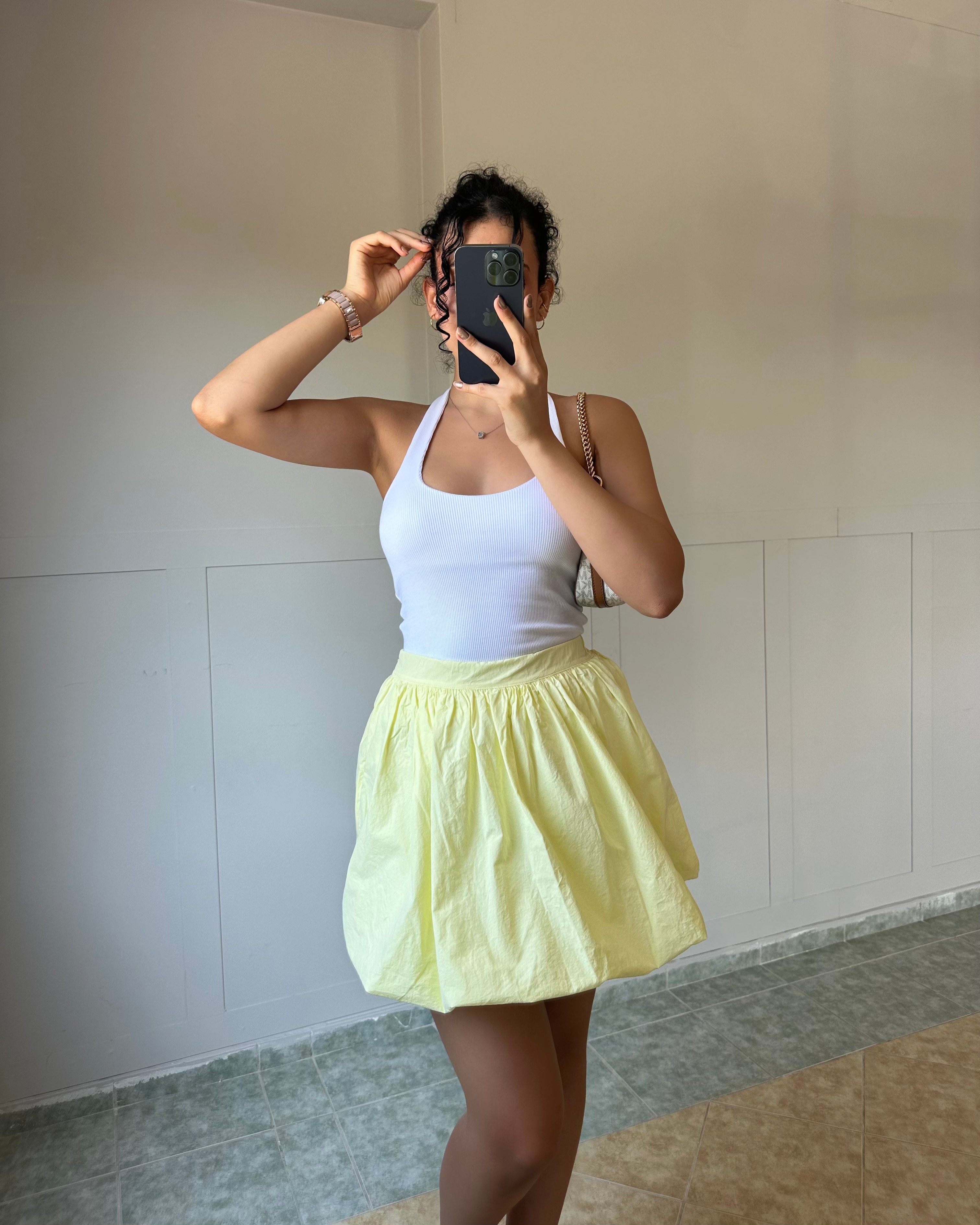 Sarı Balon Mini Etek KT0040