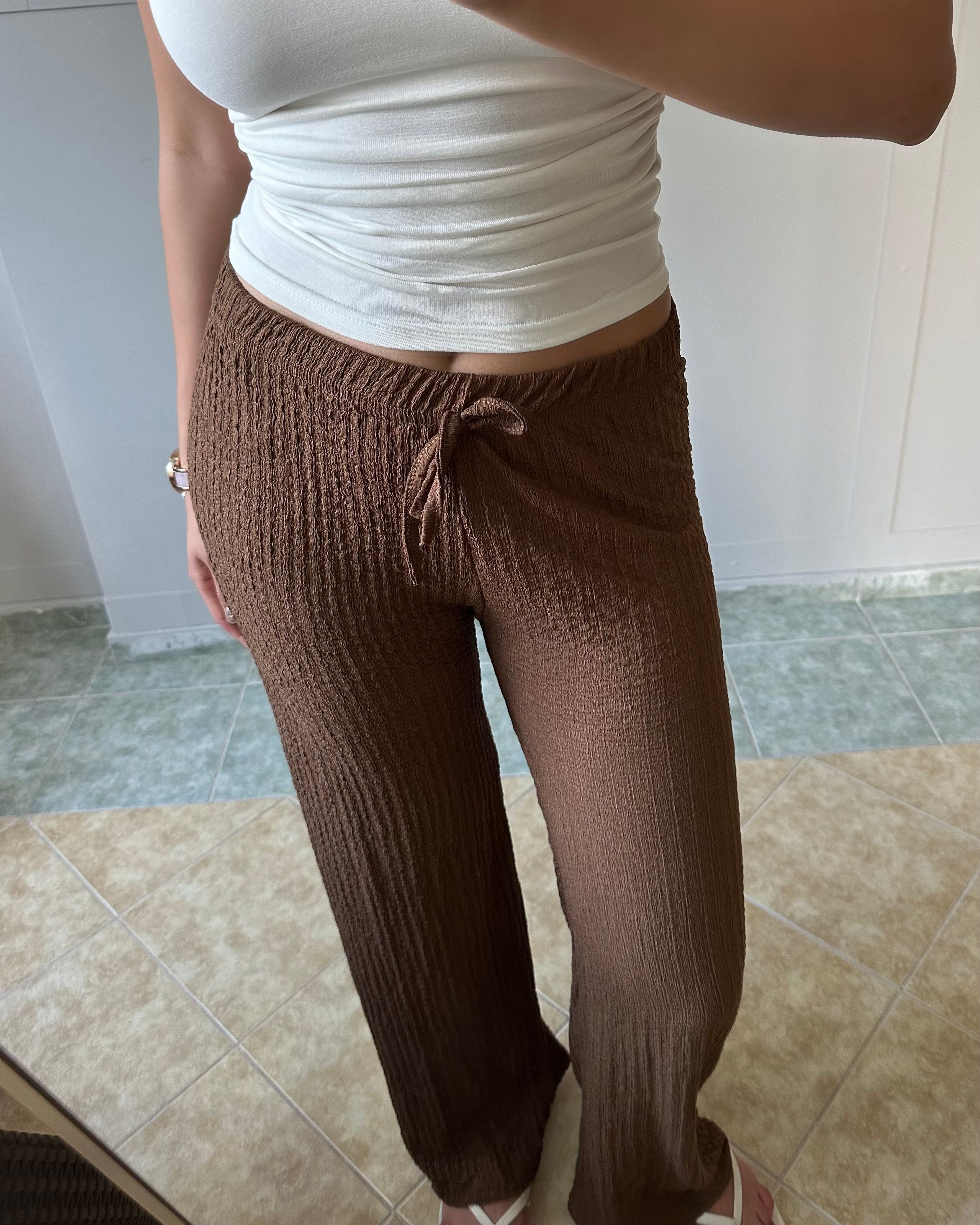 Kahverengi Bürümcük Kumaş Pantolon KT0044