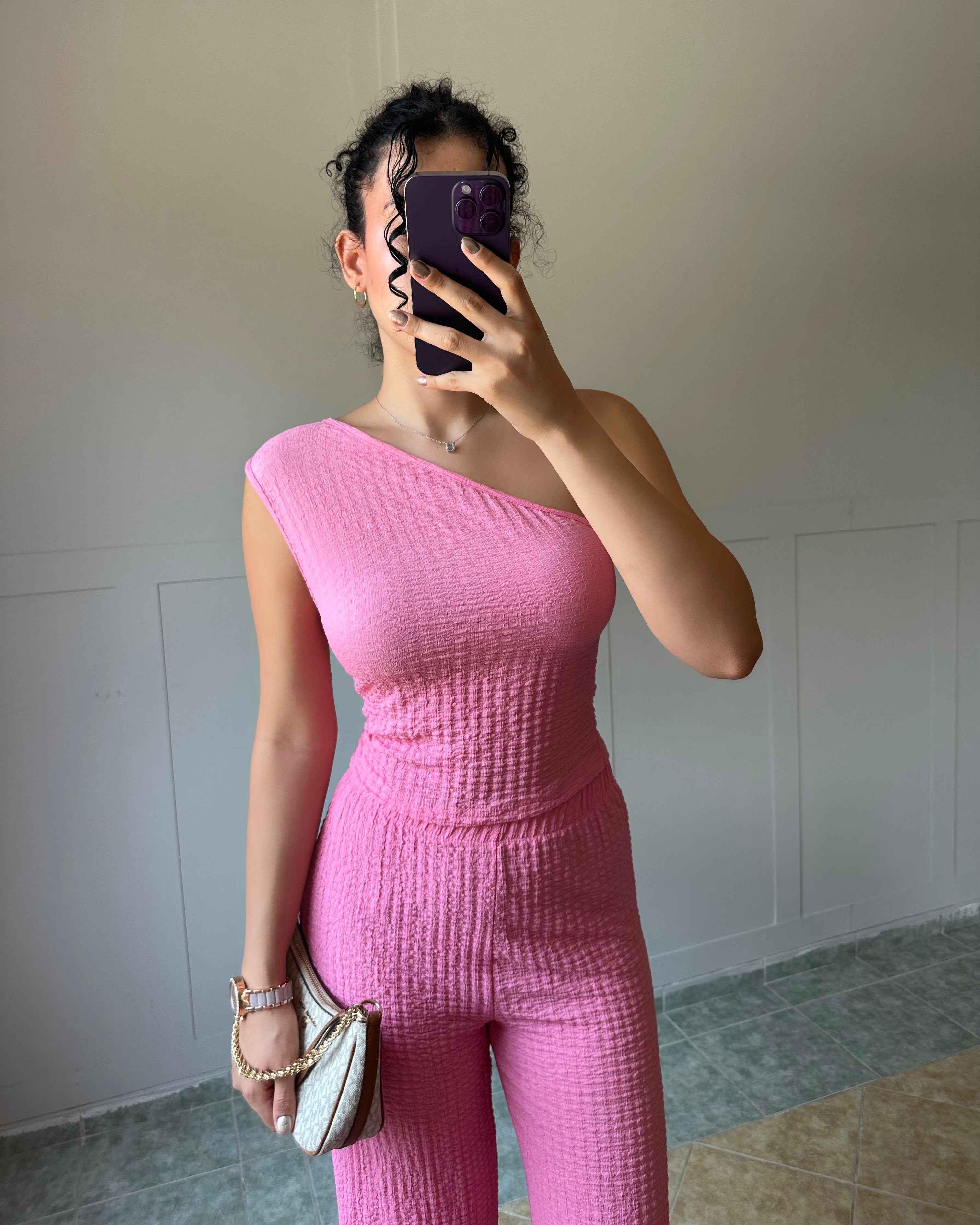 Tek Omuz Pembe Bürümcük Takım KT0043