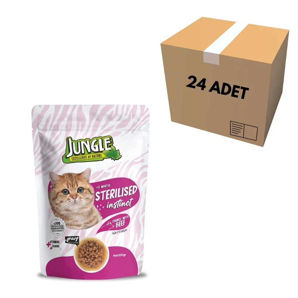 Jungle Biftekli Kısır Kedi Pouch 100 GR (24 Adet)