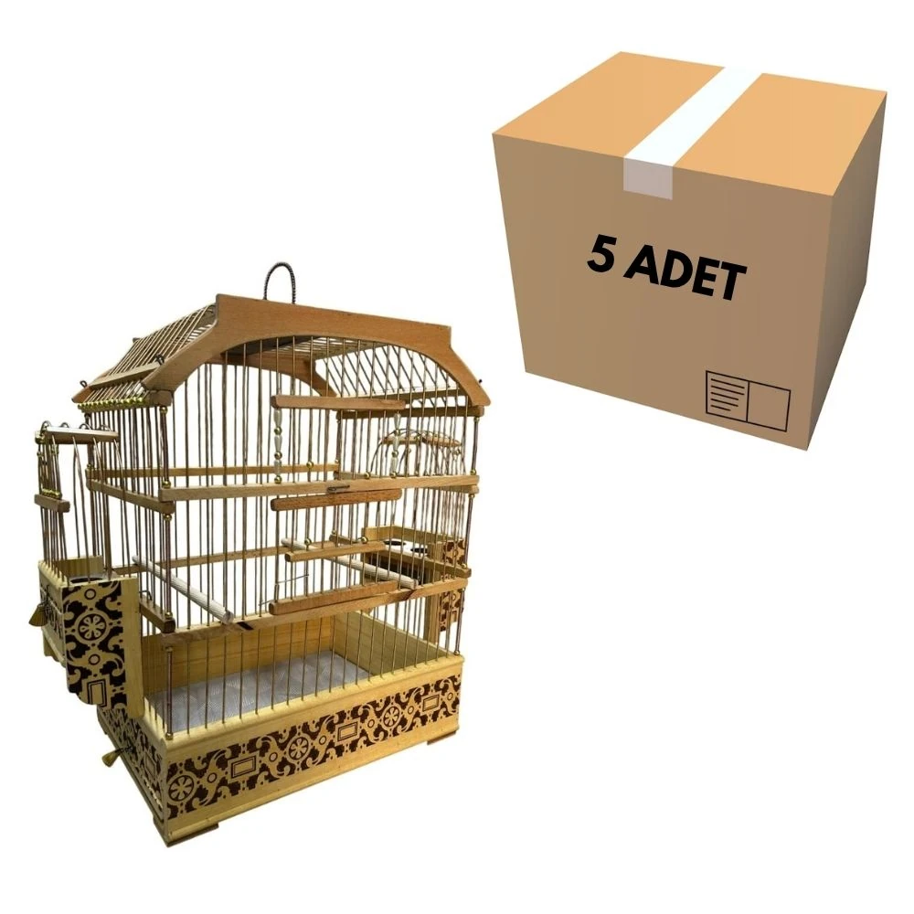 Ahşap Kafes Büyük İşlemeli Telli (5 Adet)