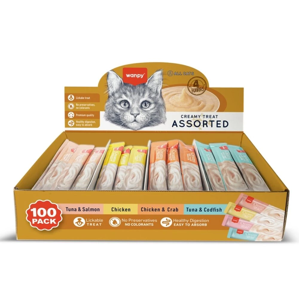 Wanpy Karışık 4 Lezzetli Krema Kedi Ödülü 100 Adet