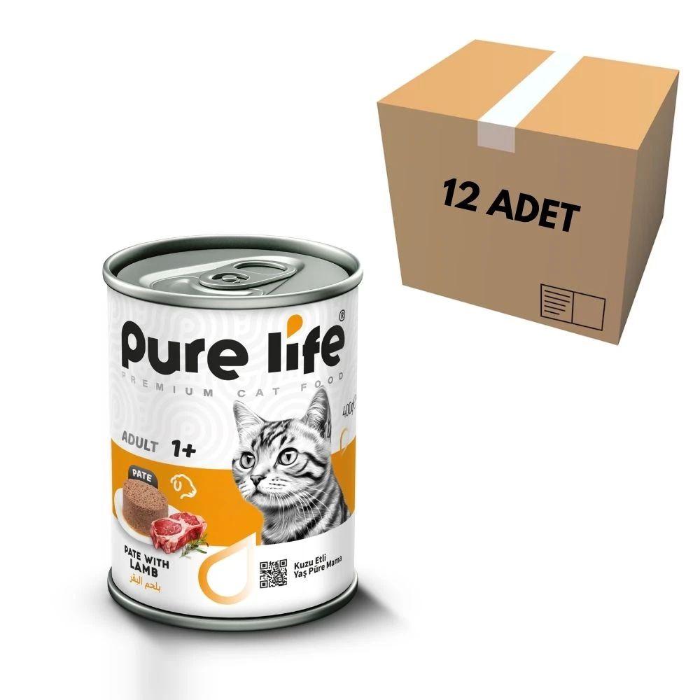 Purelife Kuzu Etli Kedi Konservesi 400 GR (12 Adet)