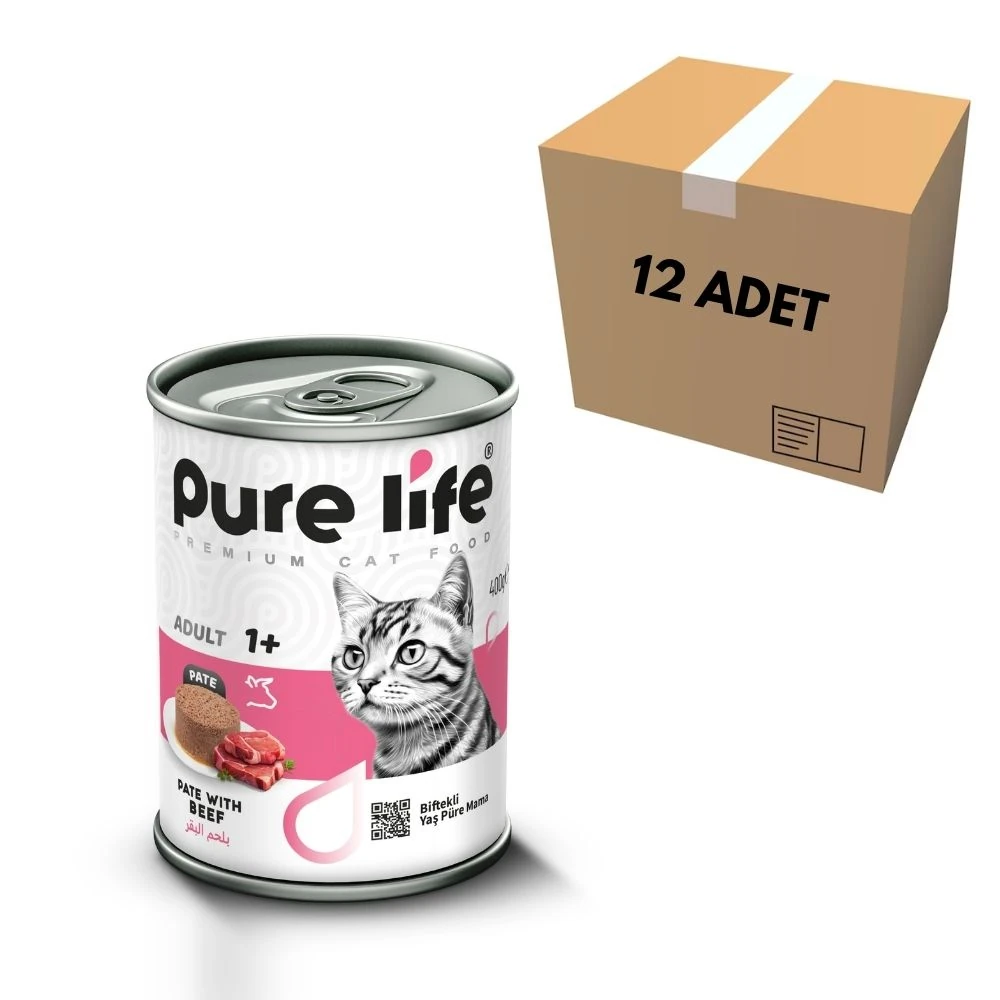 Purelife Sığır Etli Kedi Konservesi 400 GR (12 Adet)