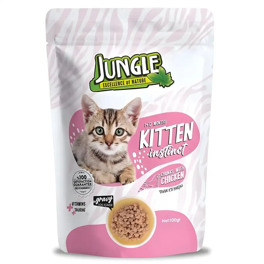 Jungle Tavuklu Yavru Kedi Pouch 100 GR