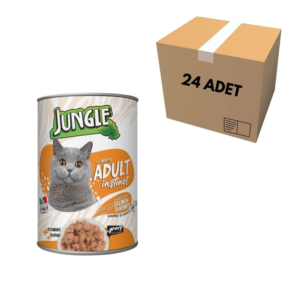 Jungle Somonlu & Karidesli Kedi Konserve 415 GR (24 Adet)