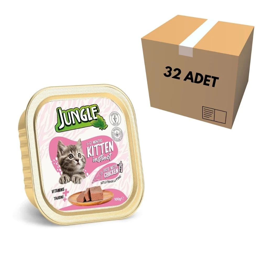 Jungle Sütlü Tavuklu Yavru Kedi Ezme/Pate 100 GR (32 Adet)