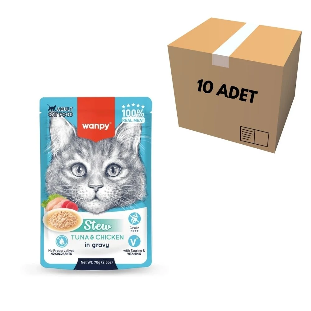 Wanpy Ton Balıklı & Tavuklu Kedi Pouch 70 GR (10 Adet)