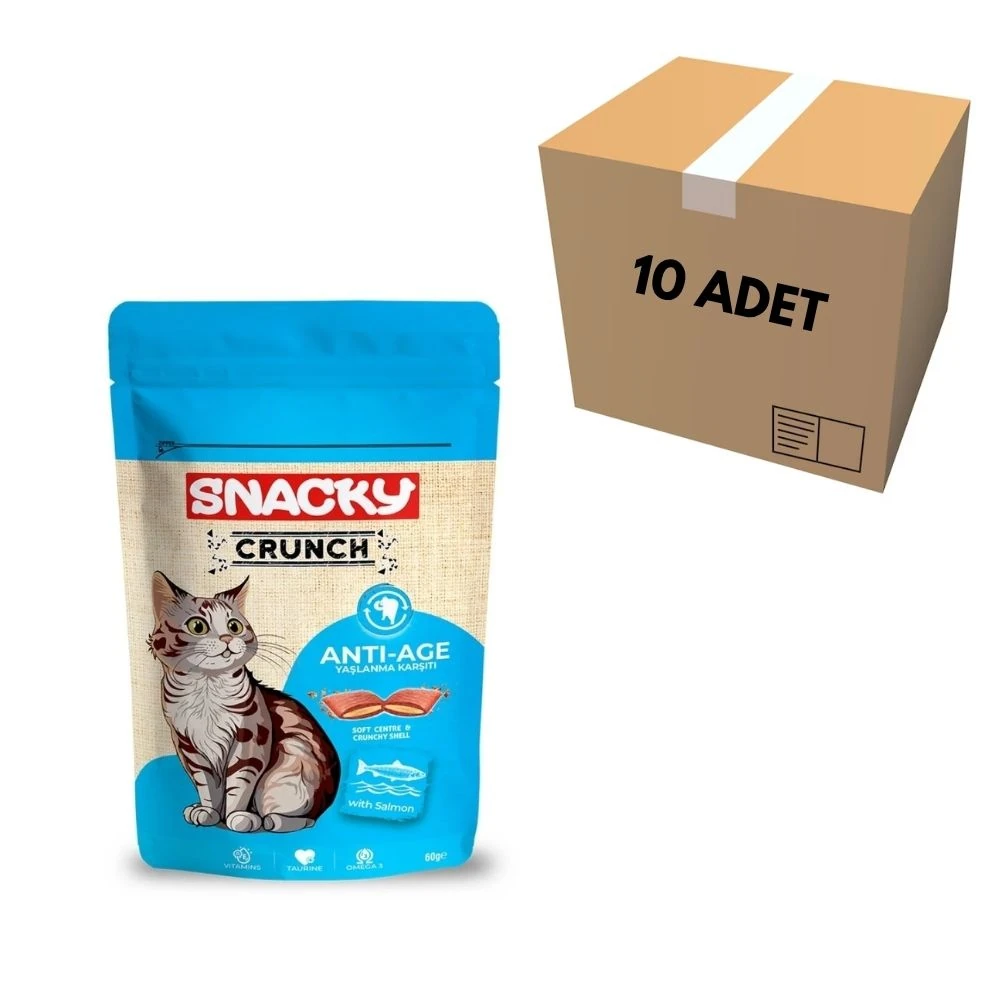 Snacky Anti-Age Somonlu Kedi Crunch Ödül 60 GR (10 Adet)