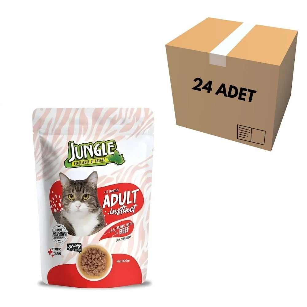 Jungle Biftekli Kedi Pouch 100 GR (24 Adet)